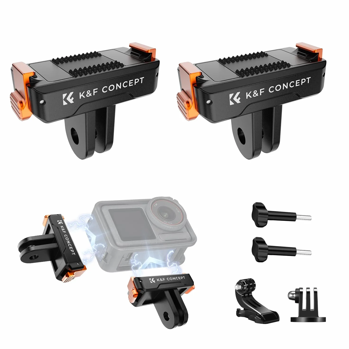 K&F Concept 2 Pack Magnetic Quick Release Adapter Mount per DJI Osmo 360/Action 5 Pro, Staffa di Base di Estensione con 1/4" Adapter Mount/Quick-Release Buckle per DJI Osmo Action 4/Action 3 Accessori