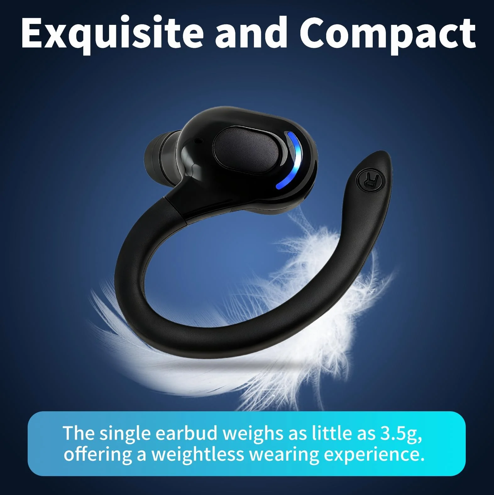 Auricolare Bluetooth Mono V5.2 Senza Fili con Microfono Integrato Gancio Anticaduta 360°, 20 Ore Autonomia Ricarica Rapida, Cancellazione Rumore, Auricolare Wireless Compatibile con iPhone Android PC