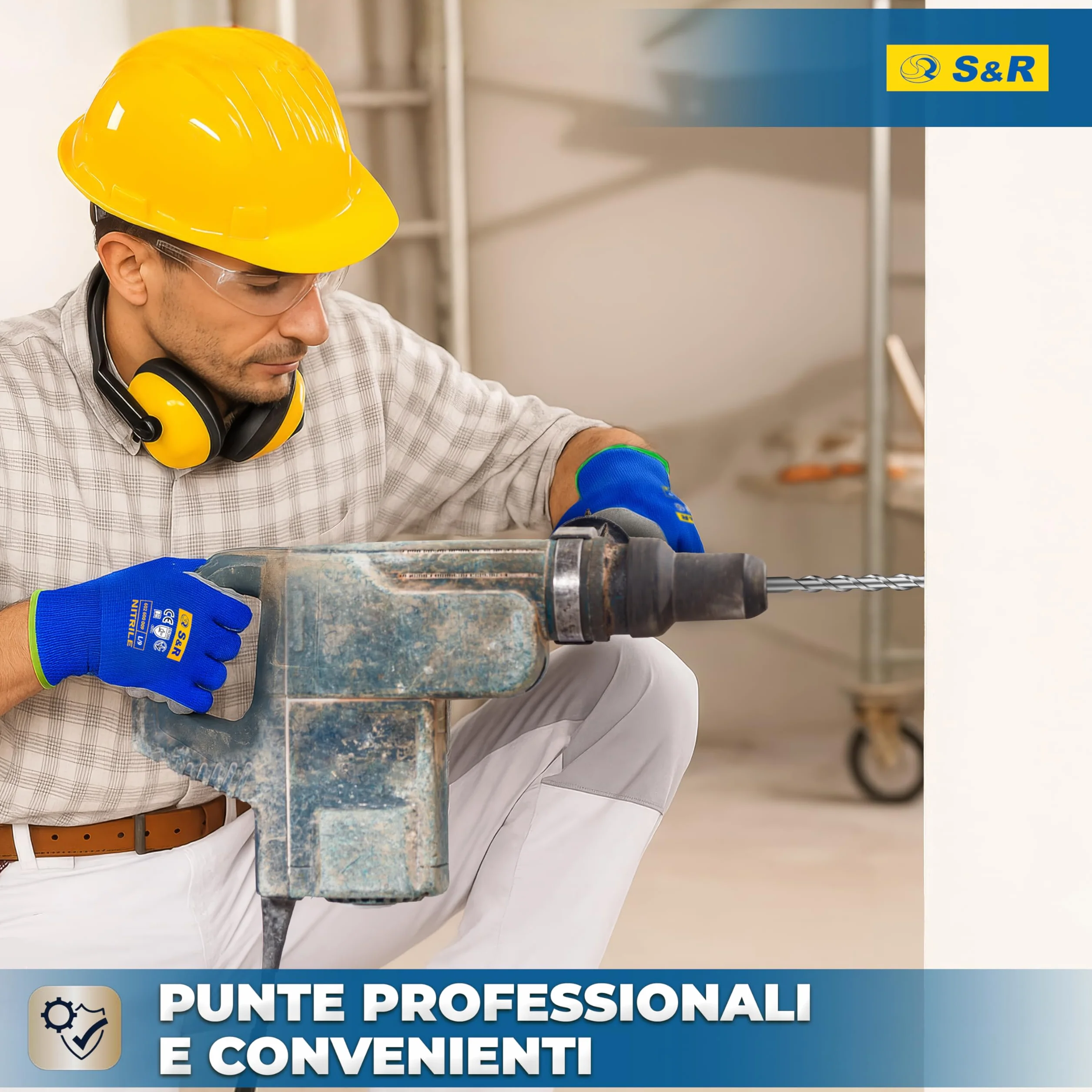 S&R Set Punte Trapano SDS-Plus 4 taglienti 6 pezzi Ø 5-8 x 11cm 6-10 x 16cm per Cemento Armato Muratura