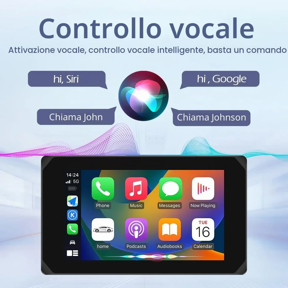 VSYSTO 5 Pollici motocicletta Carplay Touchscreen, Wireless Carplay e Android Auto,Navigazione GPS,sensori di pressione pneumatici,WiFi motocicletta Dash Camera 1080P fotocamera anteriore e posteriore