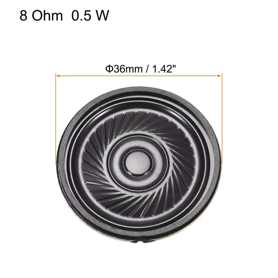 sourcing map 0.5 W 8 Ohm Altoparlante Magnetico DIY 36mm Forma Rotonda Sostituzione Altoparlante 4pcs