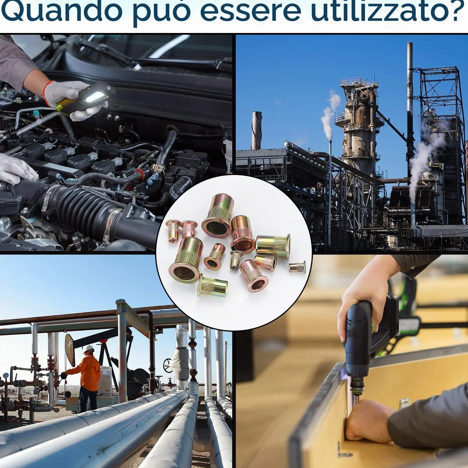 Inserti Filettati M3-M10, Rivetti Filettati in Acciaio al Carbonio, Testa Piatta Tonda, Nutsert Zincati, 300 Pezzi
