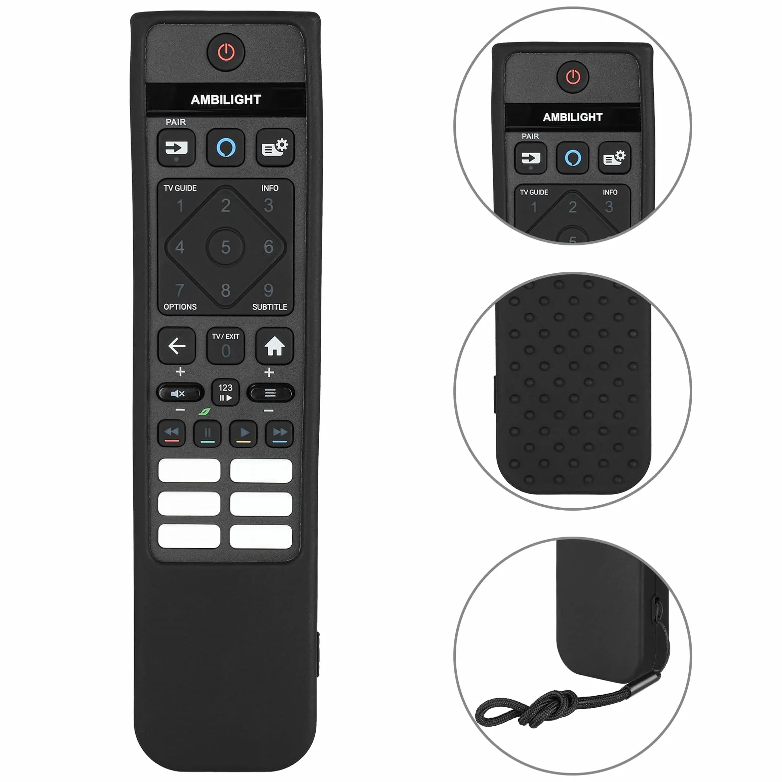 Custodia Telecomando in Silicone Compatibile Con Philips SRC-3215-01 SRC-3215-06 SRC-3216-12 SRC-3216-06S TV Telecomando Copertura Protettiva Antiurto Con un Cordino(Nero)