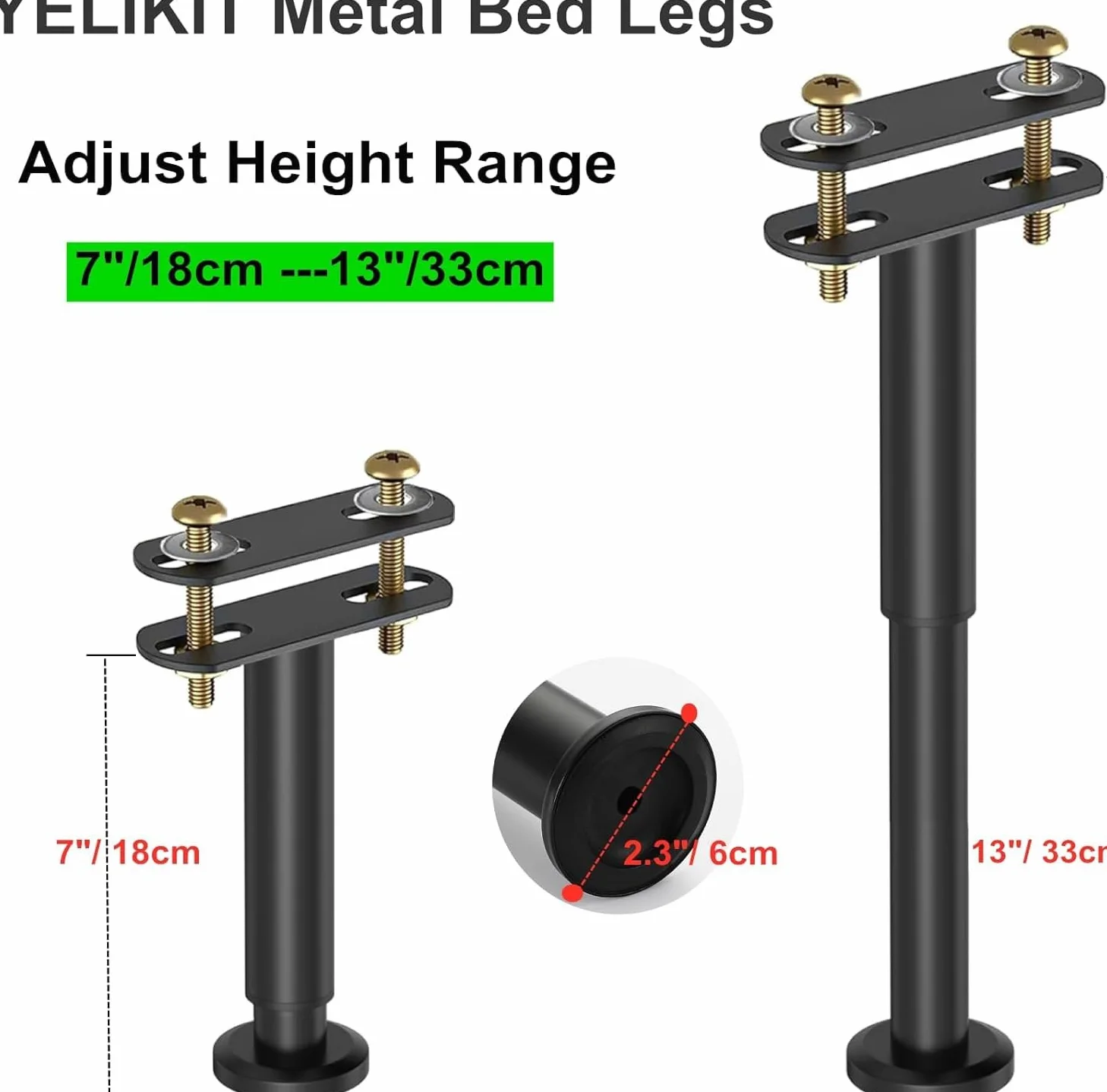 4 gambe del letto regolabili, altezza 18-33 cm, gambe di supporto per letto/letto centrale, metallo, ricambio regolabile per mobili fai da te, mobili da cucina, divani