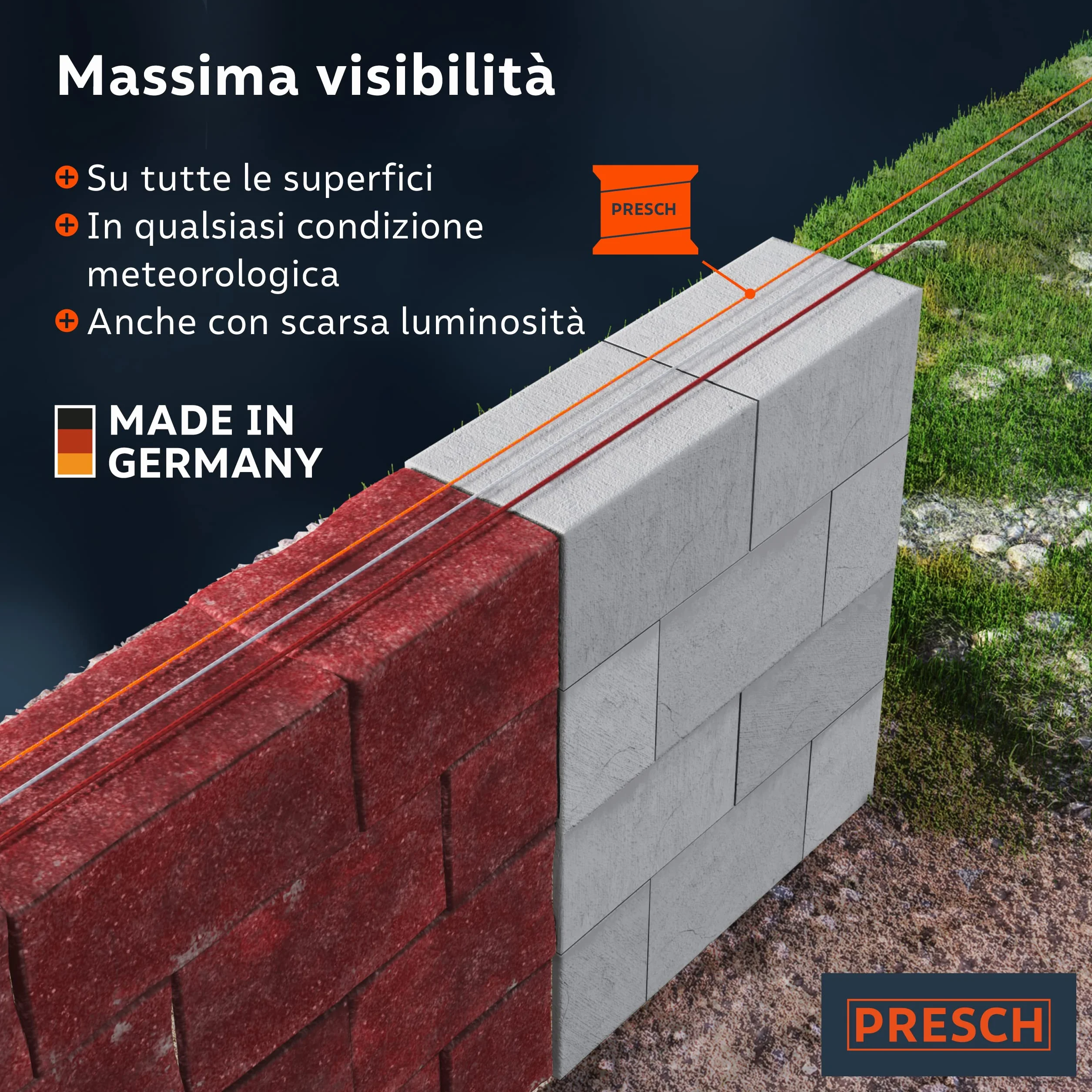 Presch Corda da muratore 100m | ⌀2,0mm | Poliestere | Corda da raddrizzamento resistente allo strappo e alle intemperie con bobina | Corda da costruzione resistente ai nodi