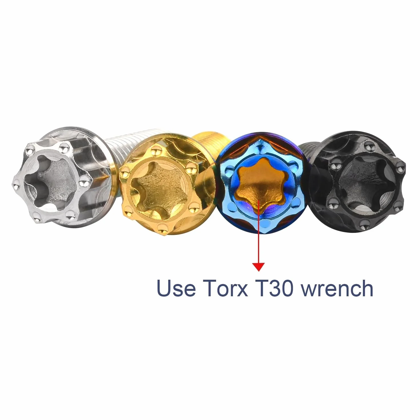 Wkręty hamulcowe moto M6x15-30mm Torx T30 flangiowe tytanowe 4 szt.