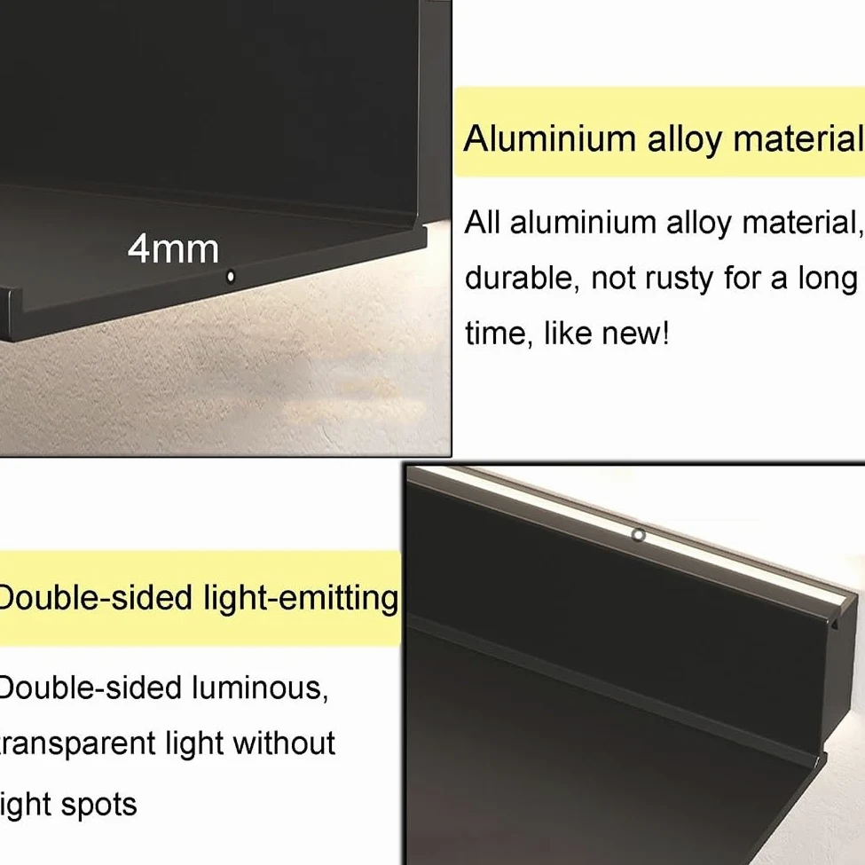 Moderni Mensole Galleggianti con Illuminazione A LED Ferro Metallo Parete Boohelf ry Detive Espositori Mensole per la Decorazione Domestica Creativo Partit Sto Sol