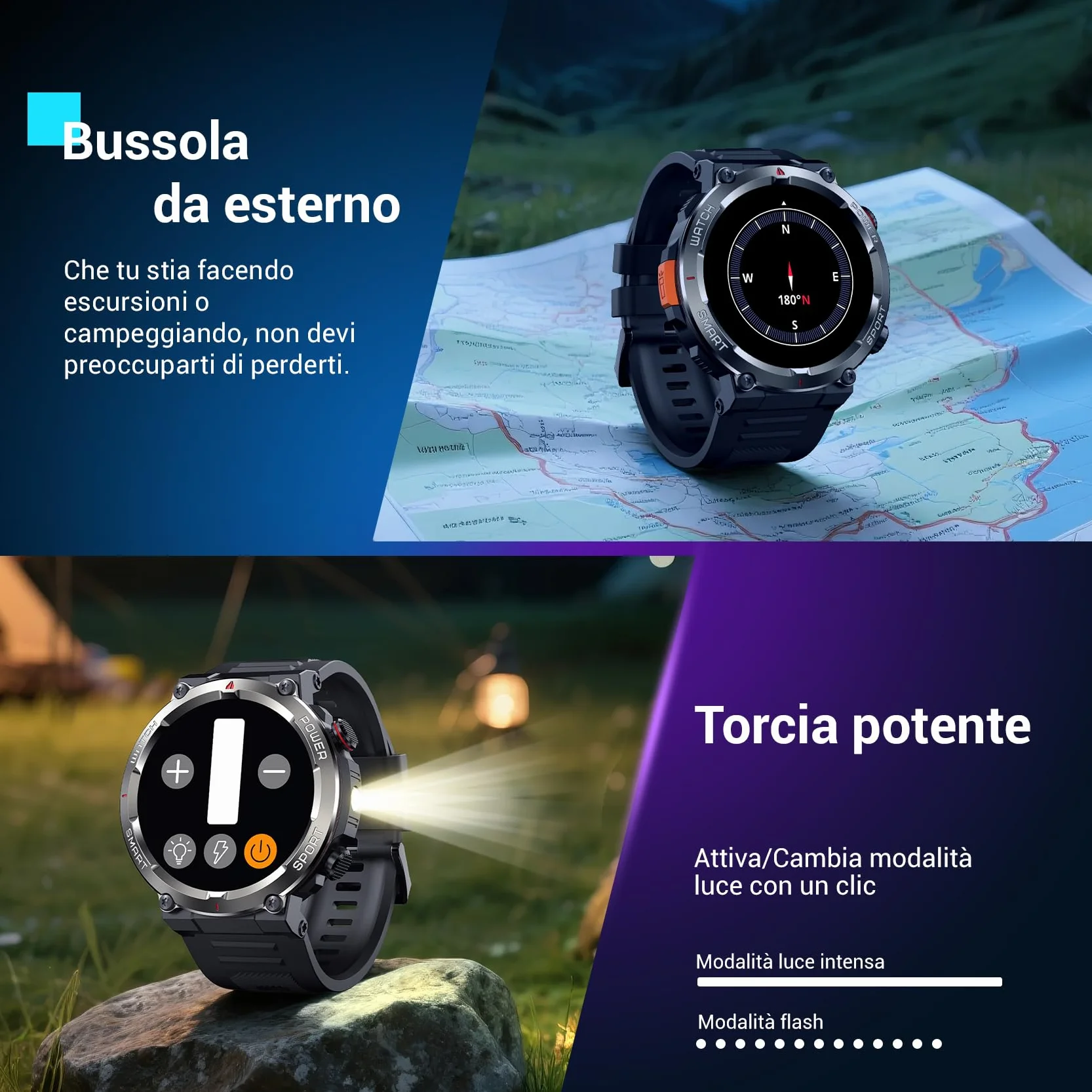 Blackview Smartwatch Uomo, Orologio Intelligente Fitness con Chiamate Bluetooth,1.45" Militari Smart Watch Tracker 100+ Modalità Sportive per Cardiofrequenzimetro,SpO2, Torcia,Bussola per Android iOS
