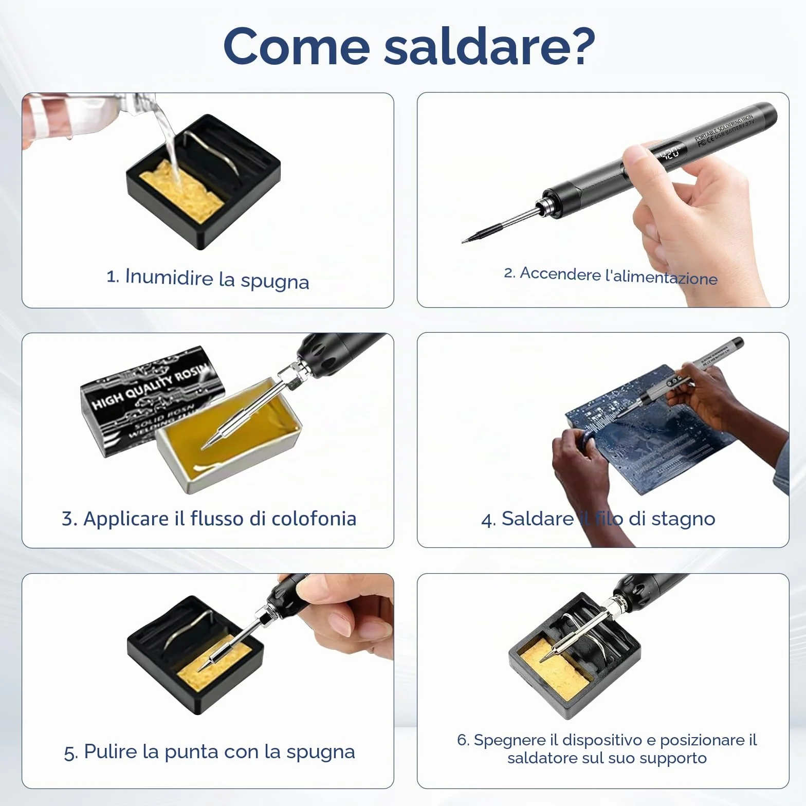 Set di saldatore a batteria ricaricabile USB LCD temperatura regolabile 260-420°C 3 punte filo saldatura regalo