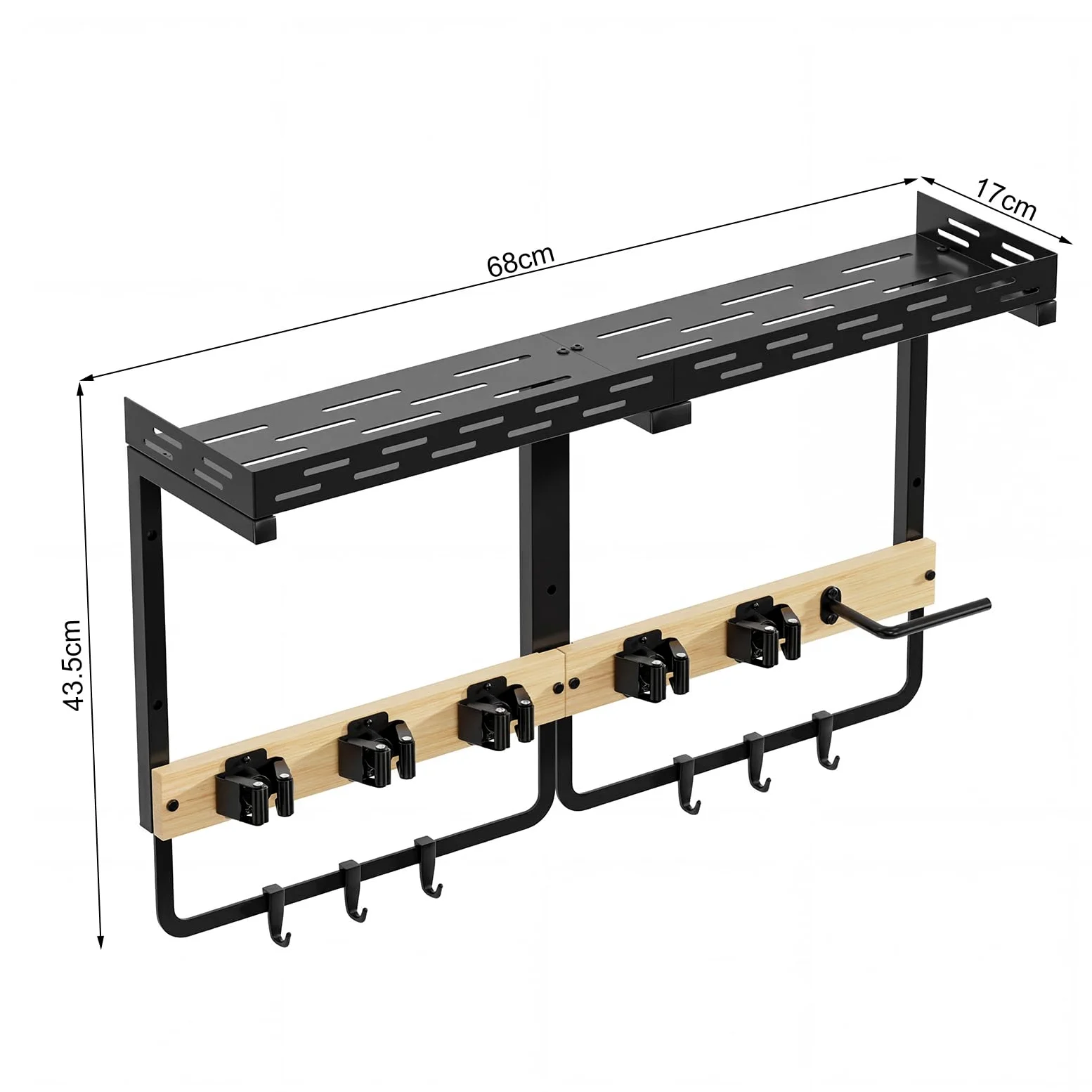 Supporto da parete per scope, supporto da parete, organizer da appendere per la pulizia, per casa, terrazza, garage e balcone