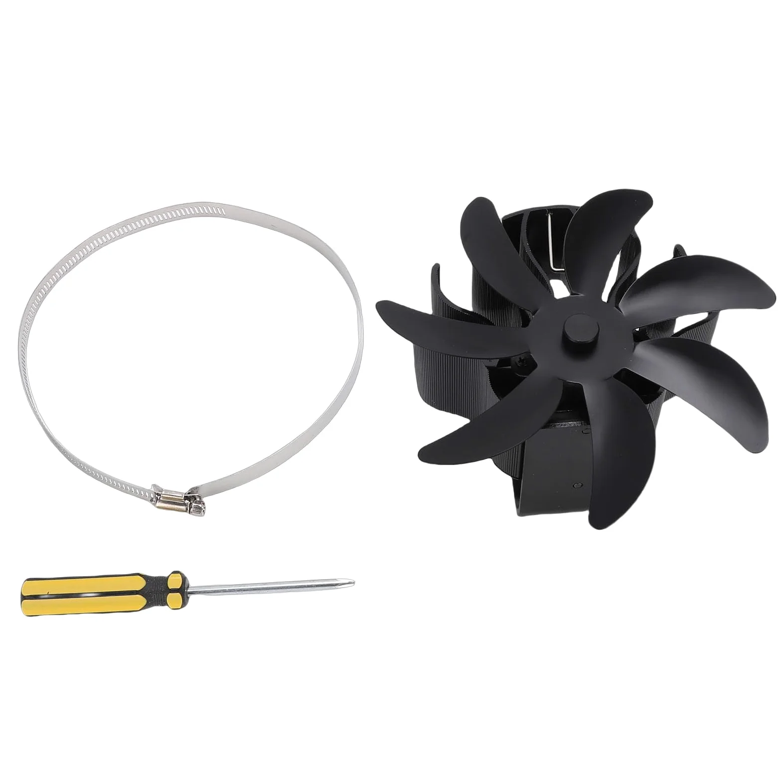 Ventilatore per Stufa a Legna per Tubo Magnete, Ventilatore Termico Non Elettrico Alimentato a Calore per Camino, Bruciatore a Gas in Lega di Alluminio con Cinghia Fissa, Protezione da