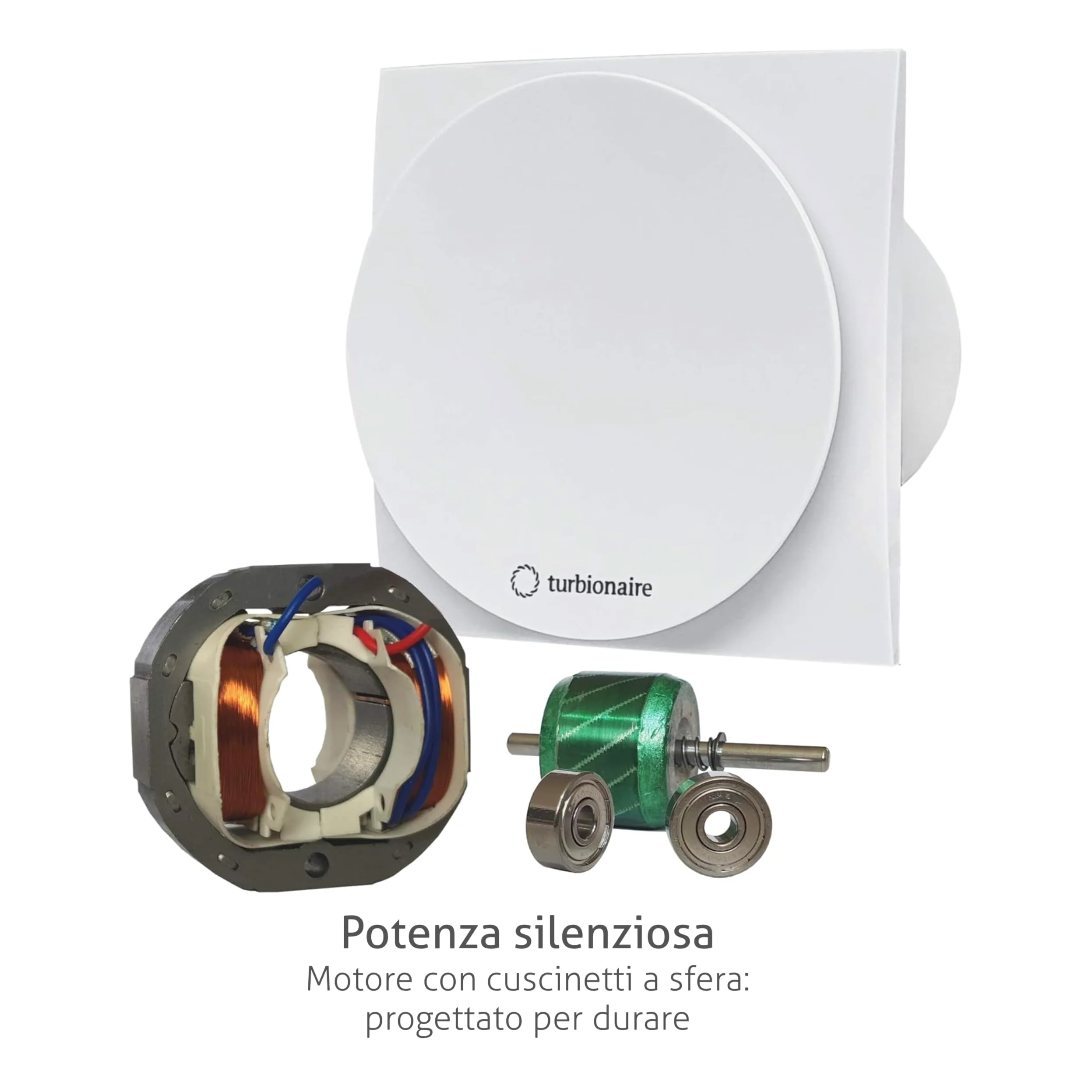 Turbionaire MIO 100 LL-TW Aspiratore da bagno100 mm con Timer, Motore con Cuscinetti a Sfere, Valvola di Non Ritorno, Protezione IPX4, Silenzioso, Ideale per uso uso intensivo, Bianco