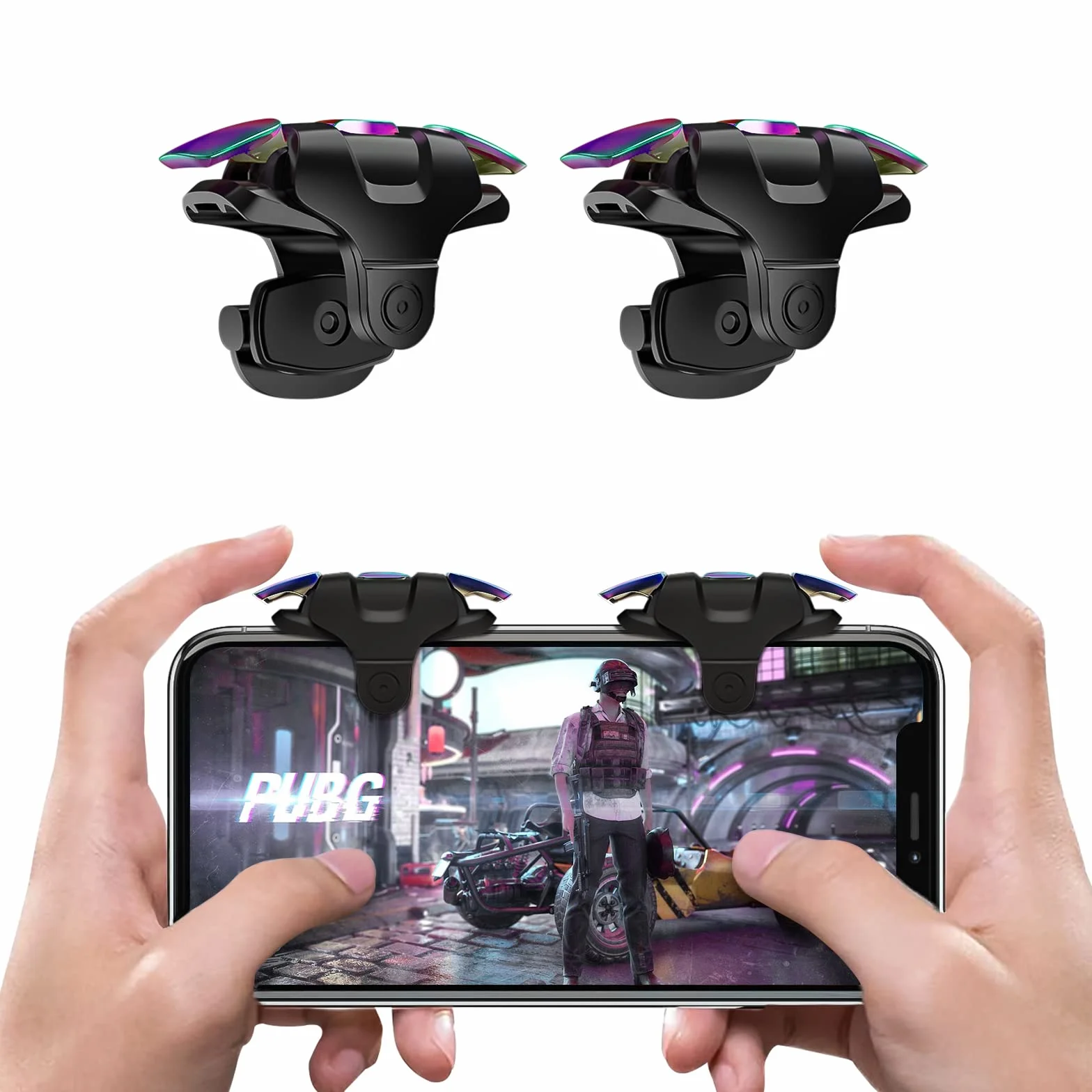 Newseego PUBG Mobile Game Trigger, PUBG Mobile Phone Trigger L1R1 Armor Style Colorful Pubg Game Trigger Spara Joystick di Controllo Sensibili Aim & Fire Game Pulsante Telefono per PUBG