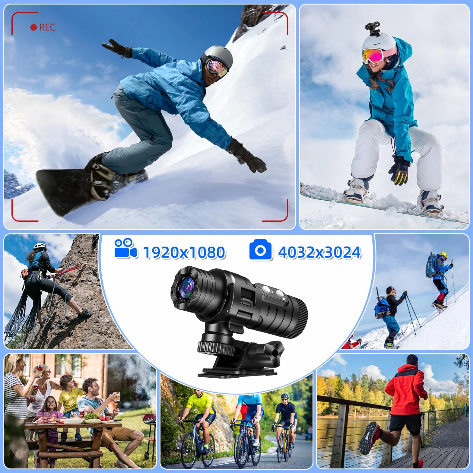 AIKER Dash cam Moto Professionale,Versione Aggiornata WiFi Action Cam IP66 Impermeabile,1080PHD&Angolo Ampio Di 120°Telecamera Moto,Regolazione Automatica Del Livello Dashcam Moto,Facile Da Collegare