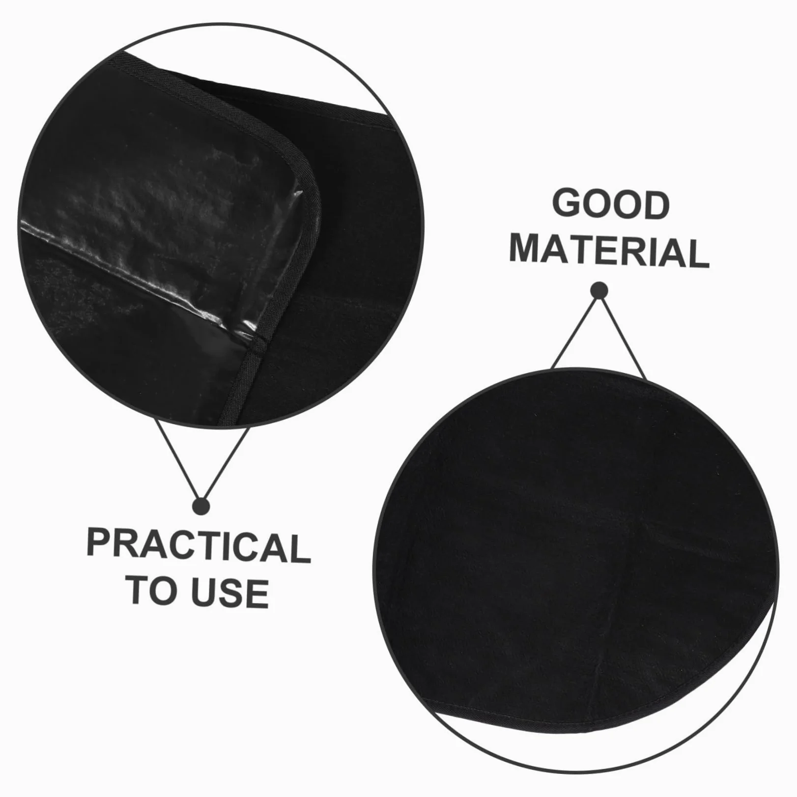 Tappeto PVC Nero e Semicircolare per Stufa Poliestere in Ignifugo | Protezione Pavimento ad Alta Temperatura, per Barbecue e Campeggio, Forma Mezzaluna