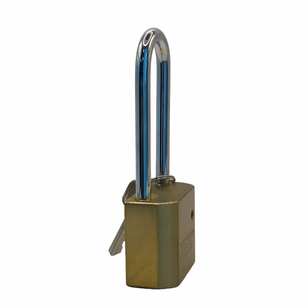 NU-SET Lucchetto in ottone massiccio resistente da 5,1 cm, temprato, lungo, confezione da 2 chiavi uguali