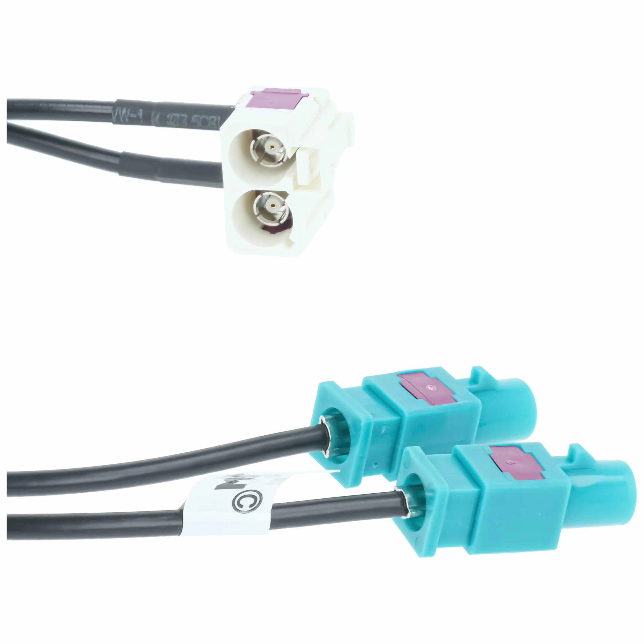 vhbw adattatore per antenna a doppio FAKRA (B) compatibile con Audi VW RNS510, RNS310, RNS 510, RNS 310 autoradio, auto - Cavo adattatore, 9 cm