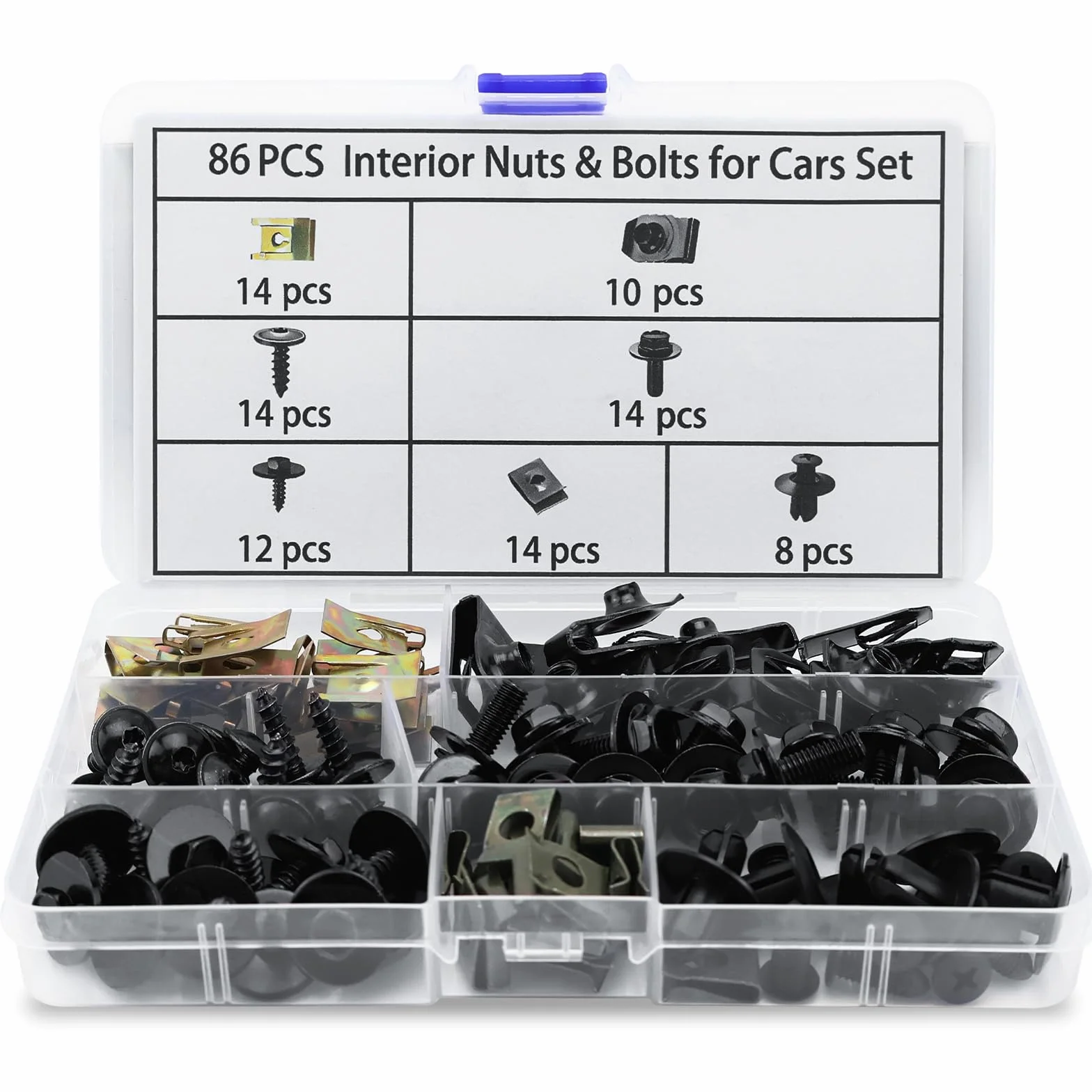 Mumjooyi 86 pezzi Set di Viti per Carrozzeria Kit Assortimento U-Clips Fissaggio Metallo