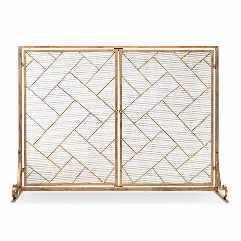 Decorazione per camino, in ferro battuto, parascintille in ferro battuto, design cavo, divisorio per caminetto, 101 x 80 cm, recinzione per stufa semplice e funzionale