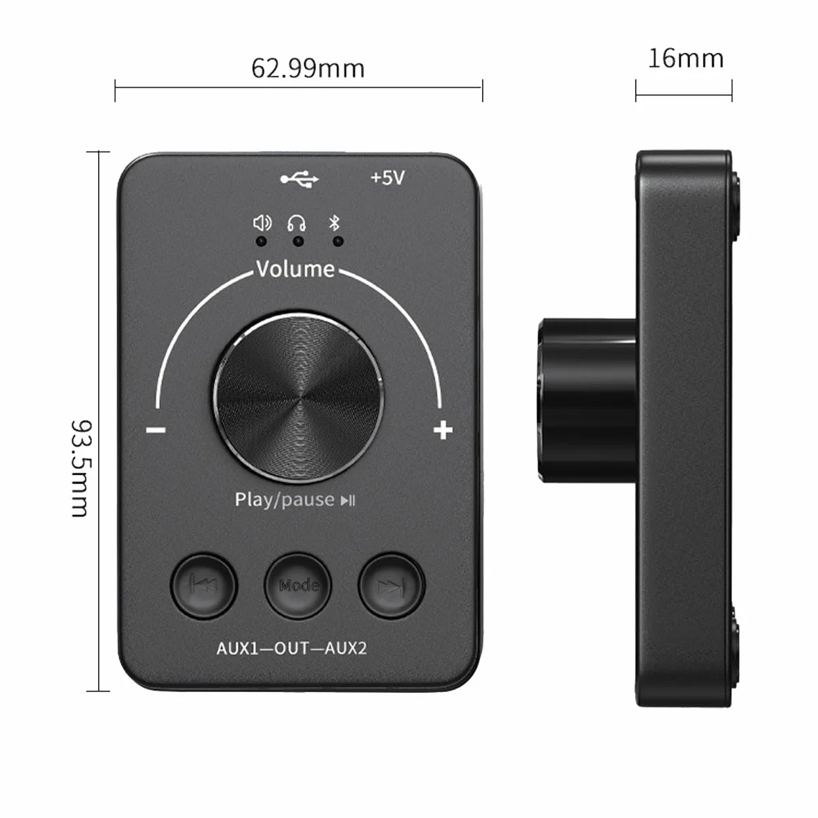 Controller volume USB Ricevitore Bluetooth Commutatore audio da 3,5 mm Supporto U stick Manopola di controllo multimediale