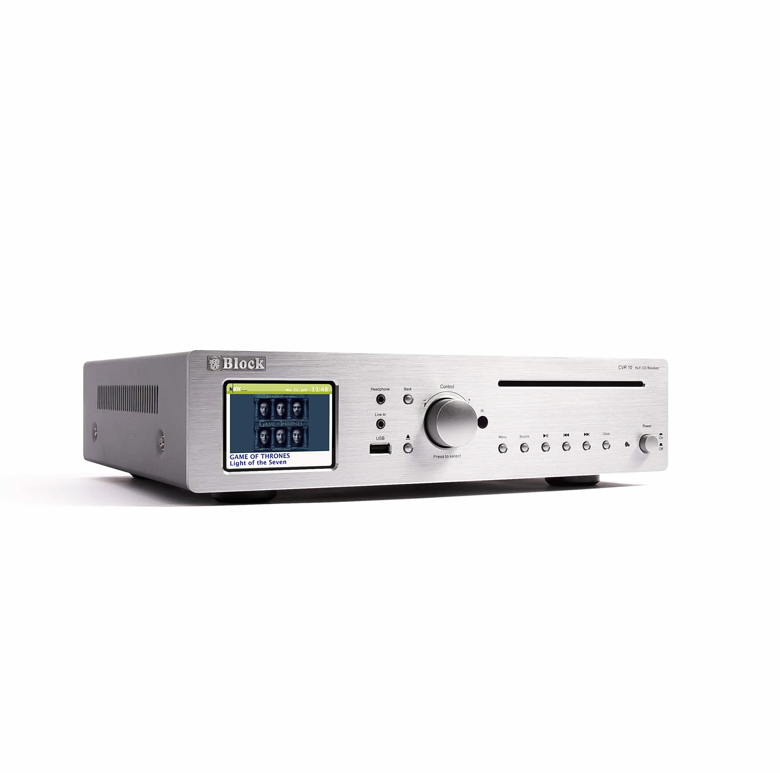 BLOCK CVR-10 Ricevitore Web Radio, Lettore CD, DAB+, Internet, Radio FM, Amplificatore, Lettore Multimediale e Lettore Bluetooth, Silver