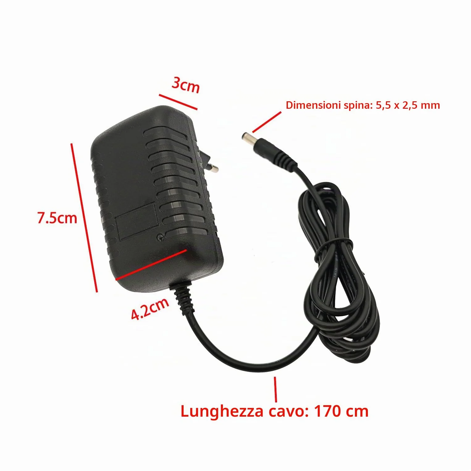 JZK Adattatore di alimentazione DC 6 V 1 A 1000 mA. Caricatore da 6 V, adattatore di ricarica da 5,5 mm x 2,5 mm, con connettori da 3,5 mm x 1,35 mm e 4,0 mm x 1,7 mm