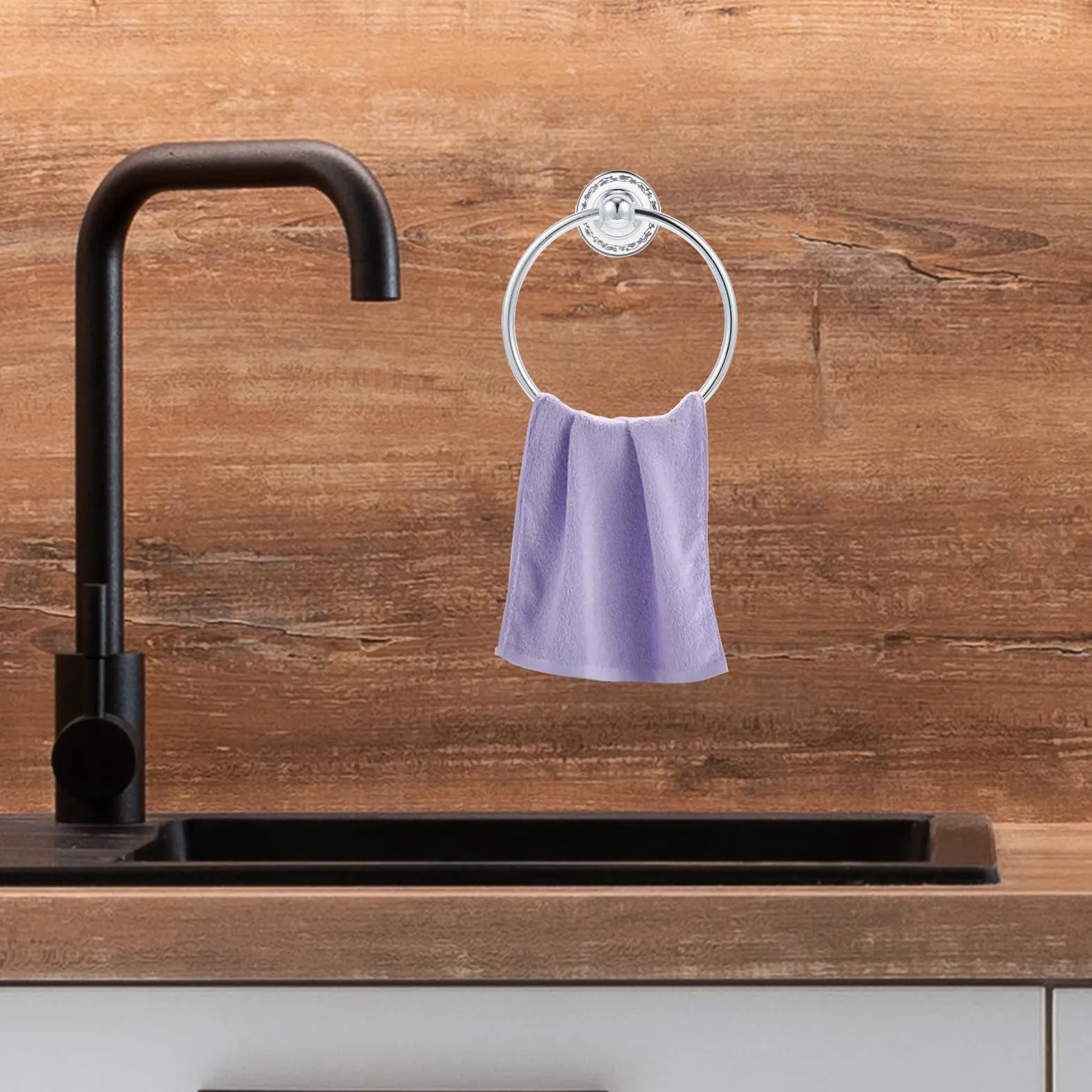 Portasciugamani Argento Inossidabile Mani Anello e Bagno da Acciaio Asciugamani in Ceramica Facile da Installare, per Viso, per Bagni e Camere Ospiti