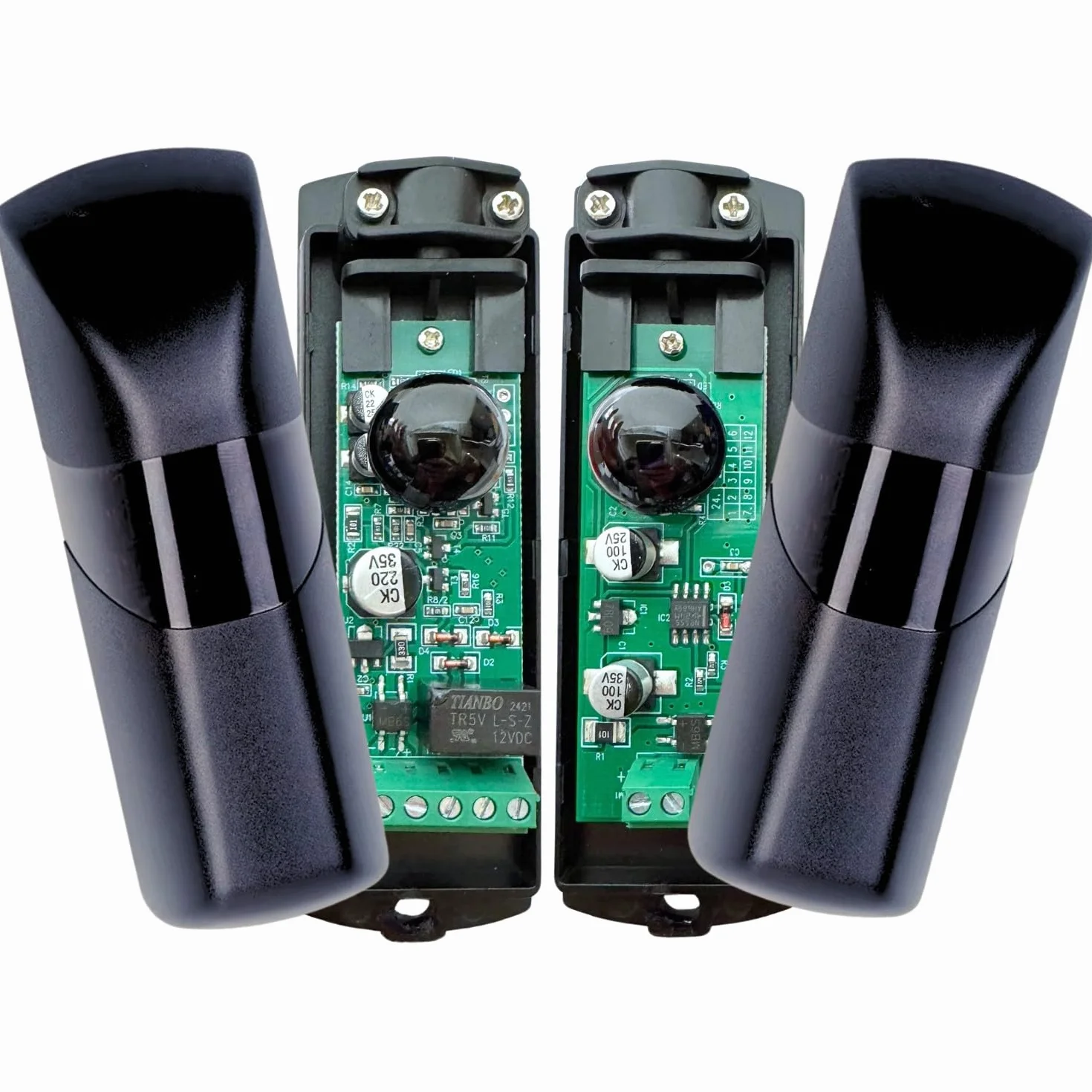 Domyno Coppia Fotocellule Infrarossi Universali Cancello Garage Sensore Esterno 12V 24V AC DC