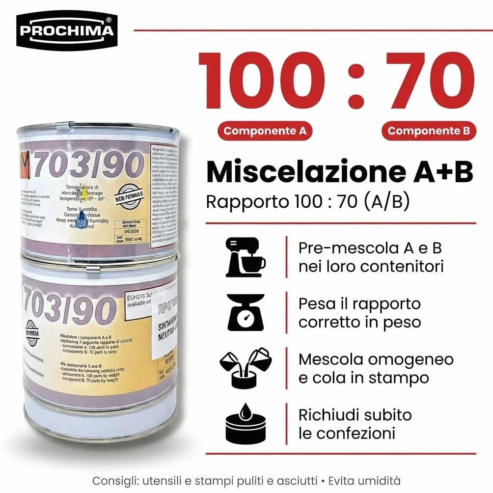 Sintagom 703/90 Resina Poliuretanica Gommoza Durezza 90 Shore A Neutro A+B 1 kg
