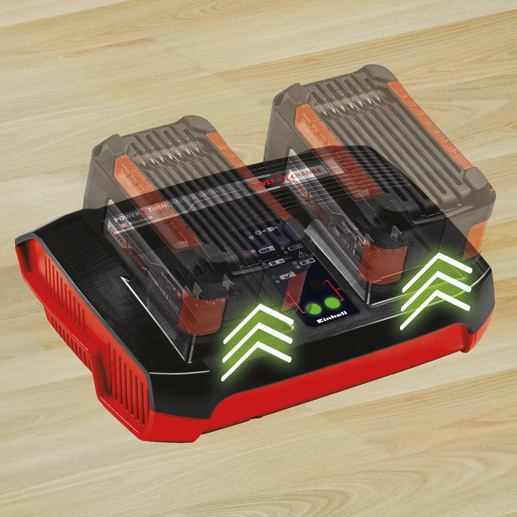 Originale Einhell Power X-Twincharger 3A Caricabatteria doppio Power X-Change (tensione 220-240 V, 50-60 Hz, corrente di carica 3A, senza batterie)