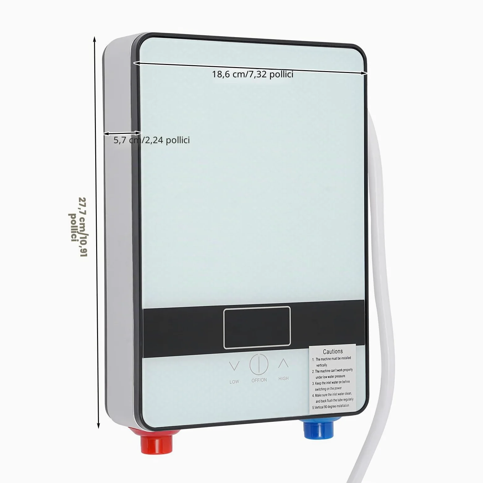 Scaldabagno Elettrico Istantaneo, Scaldabagno Istantaneo per Doccia del Bagno con Touchscreen LED, Mini Scaldacqua Istantaneo con Set Doccia per Cucina, Bagno