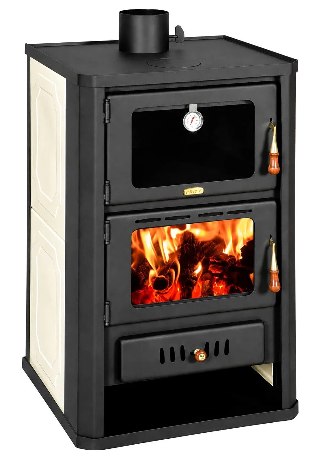 Stufa a legna 5+15 kW con forno e serbatoio di ritorno Prity FGW15