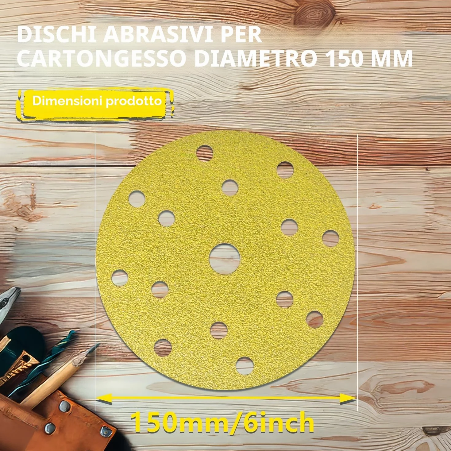 Dischi Abrasivi 150mm 80 Pezzi Grana 40-320 15 Fori per Levigatrice Orbitale Legno Metallo