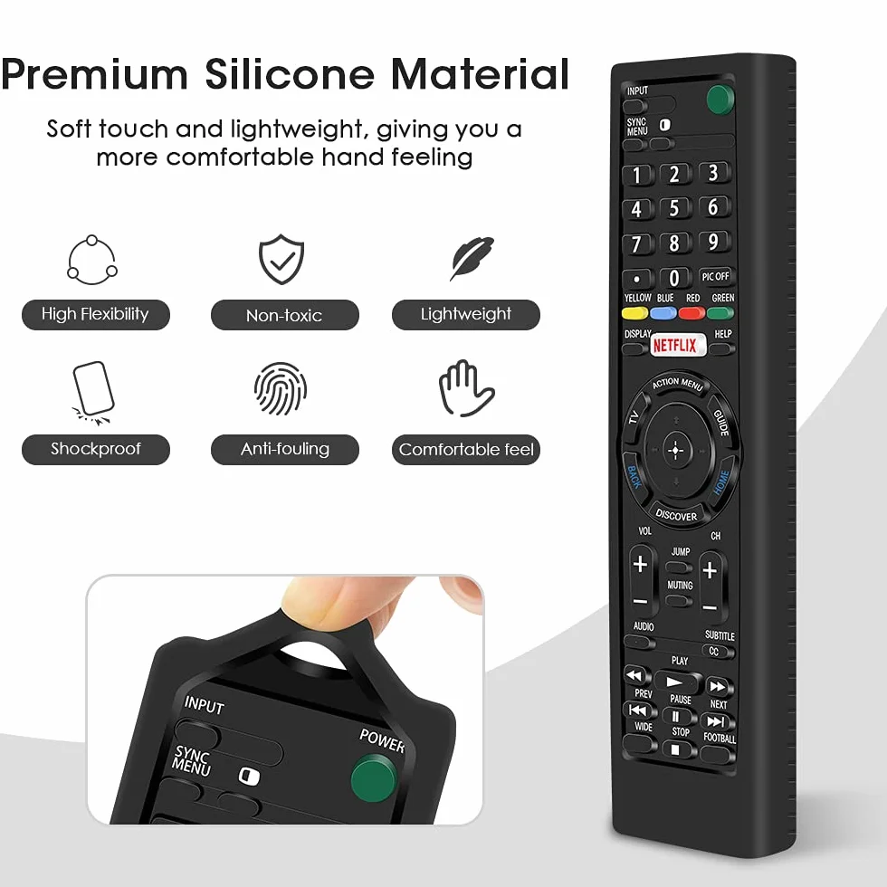 Custodia in Silicone Compatibile con Sony Bravia TV Telecomando RMT-TX100D RMT-TX300E RMT-TX310E RMT-TX200E RMF-TX200C per Sony Nuovo Sostitutivo Remote Protettiva Cover Anti-Scivolo Cassa (Nero)