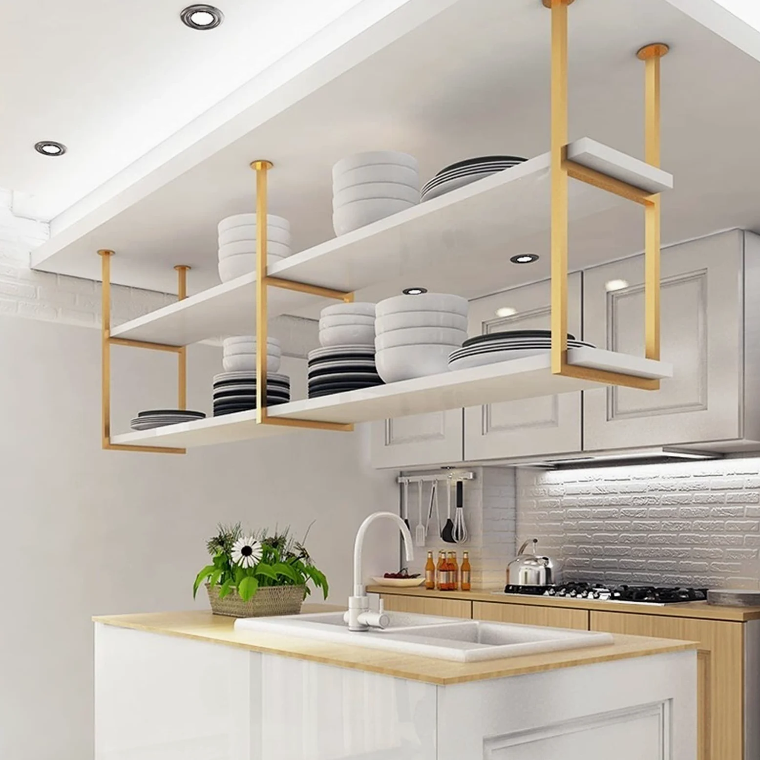 Scaffale da soffitto per vino, libreria sospesa, mensole galleggianti da parete, per bar, camera da letto, cucina, supporto per piante