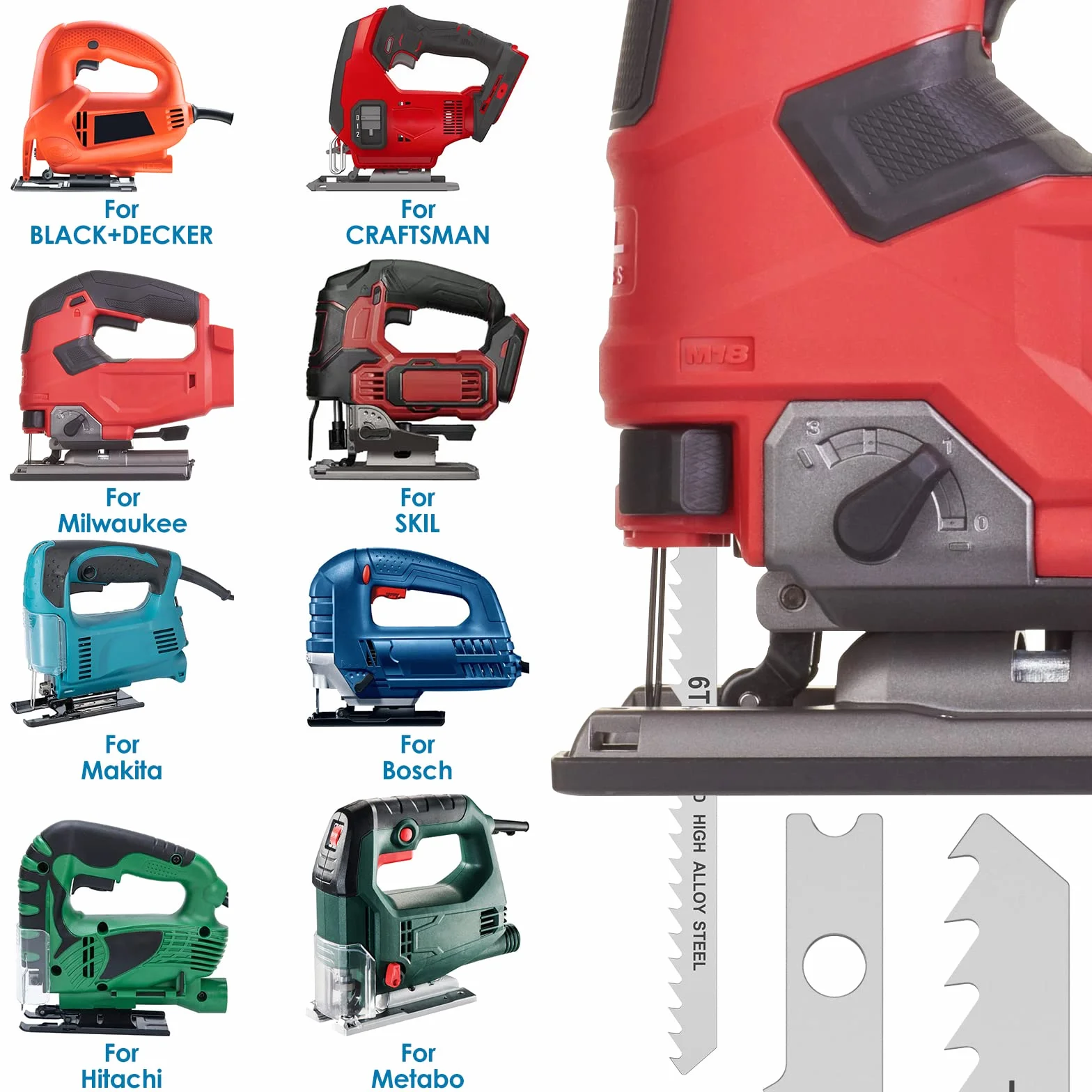 Set di 34 lame per seghetto alternativo 14TPI, 18TPI, 24TPI, 32TPI, 6TPI, 8TPI, 10TPI per il taglio di metallo, legno e plastica lama per seghetto alternativo in acciaio al carbonio per tagli veloci e