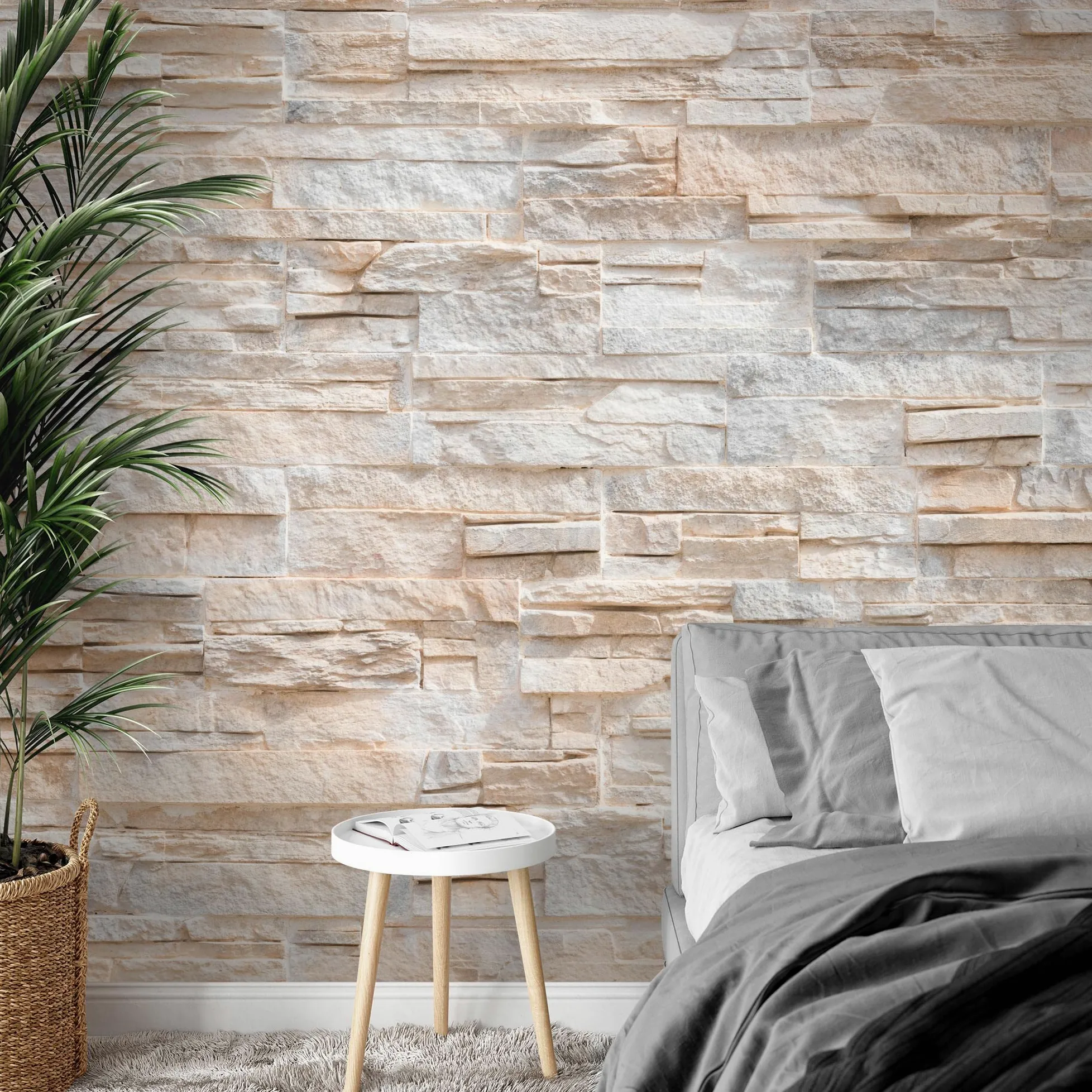 Runa Art Carta da parati fotografica 396 x 280 cm Effetto Steinwand 3D | Vello Decorazione Murale Soggiorno Camera Da Letto | Manifattura tedesca | beige 9082012a
