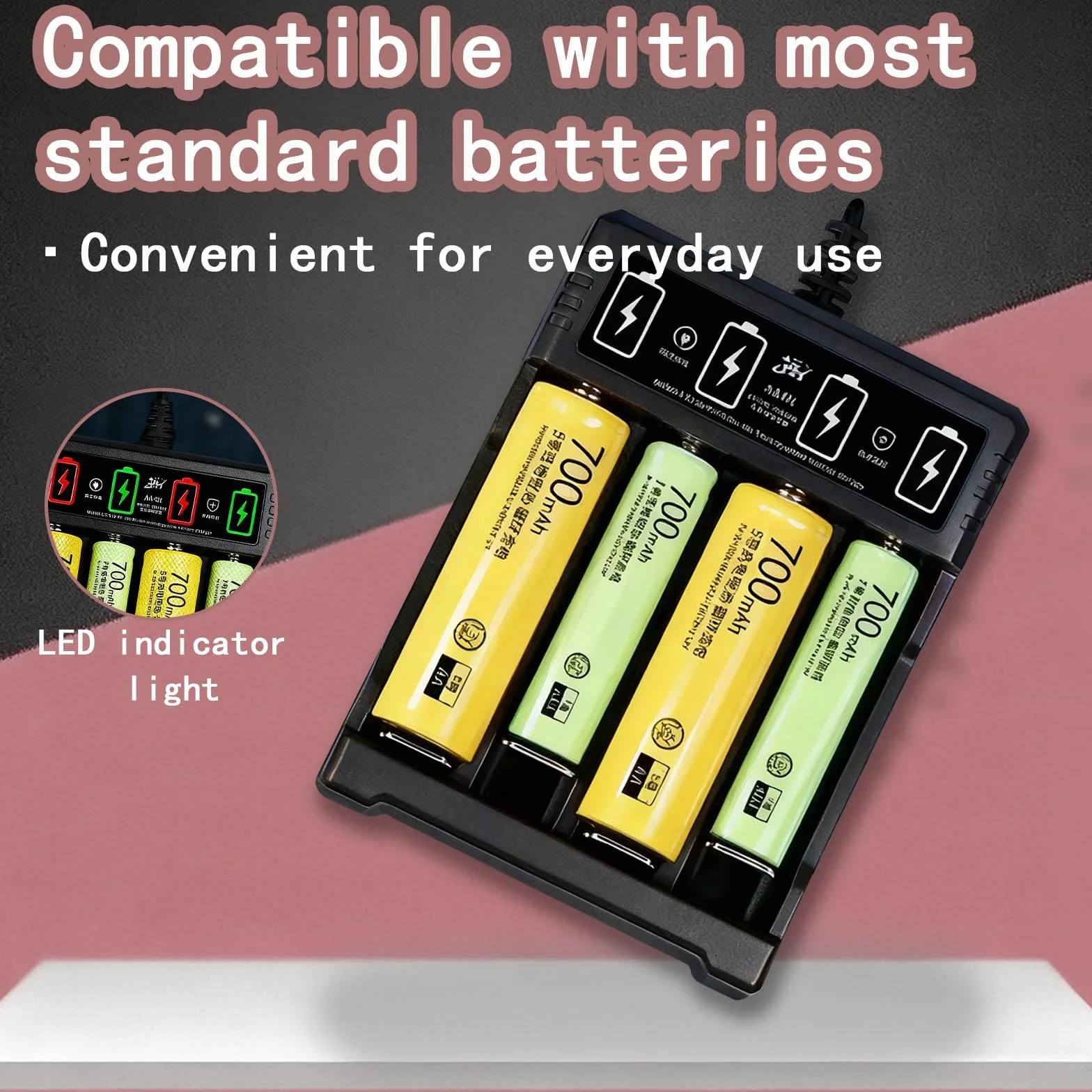 Caricabatterie Indipendente A 4 Slot Per Batterie Ricaricabili AA E AAA Ni-MH, Display LCD, Sistema Di Raffreddamento E Sicurezza Avanzata Per Ricariche Efficaci, Caricatore Pile Ricaricabili