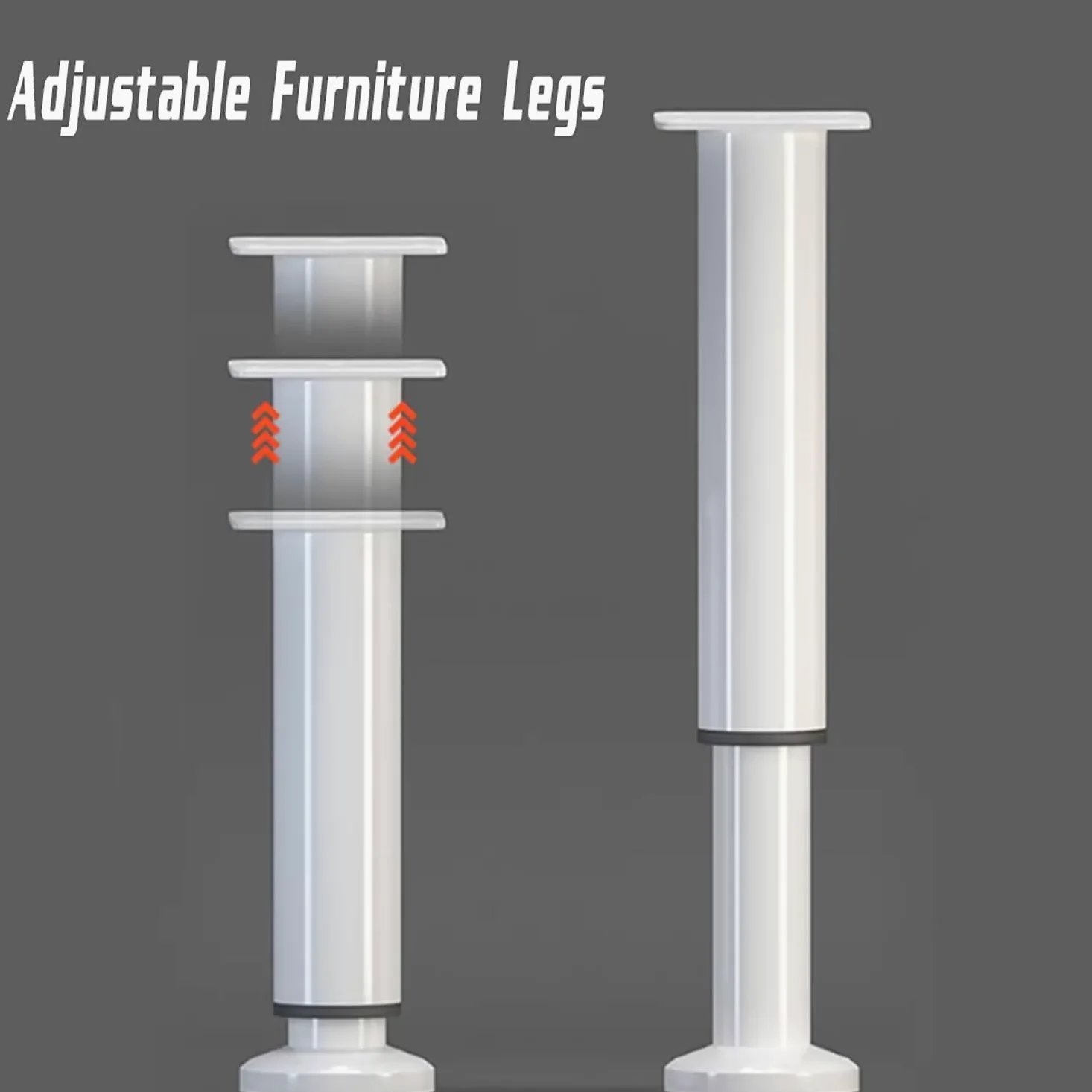 2 Pezzi Piedini per Mobili Regolabili, Gambe per Mobili 12-18cm 25-42cm, Piedini di Supporto in Metallo Bianco per Letto Rete a Doghe Divano(72-110cm/28-43in)