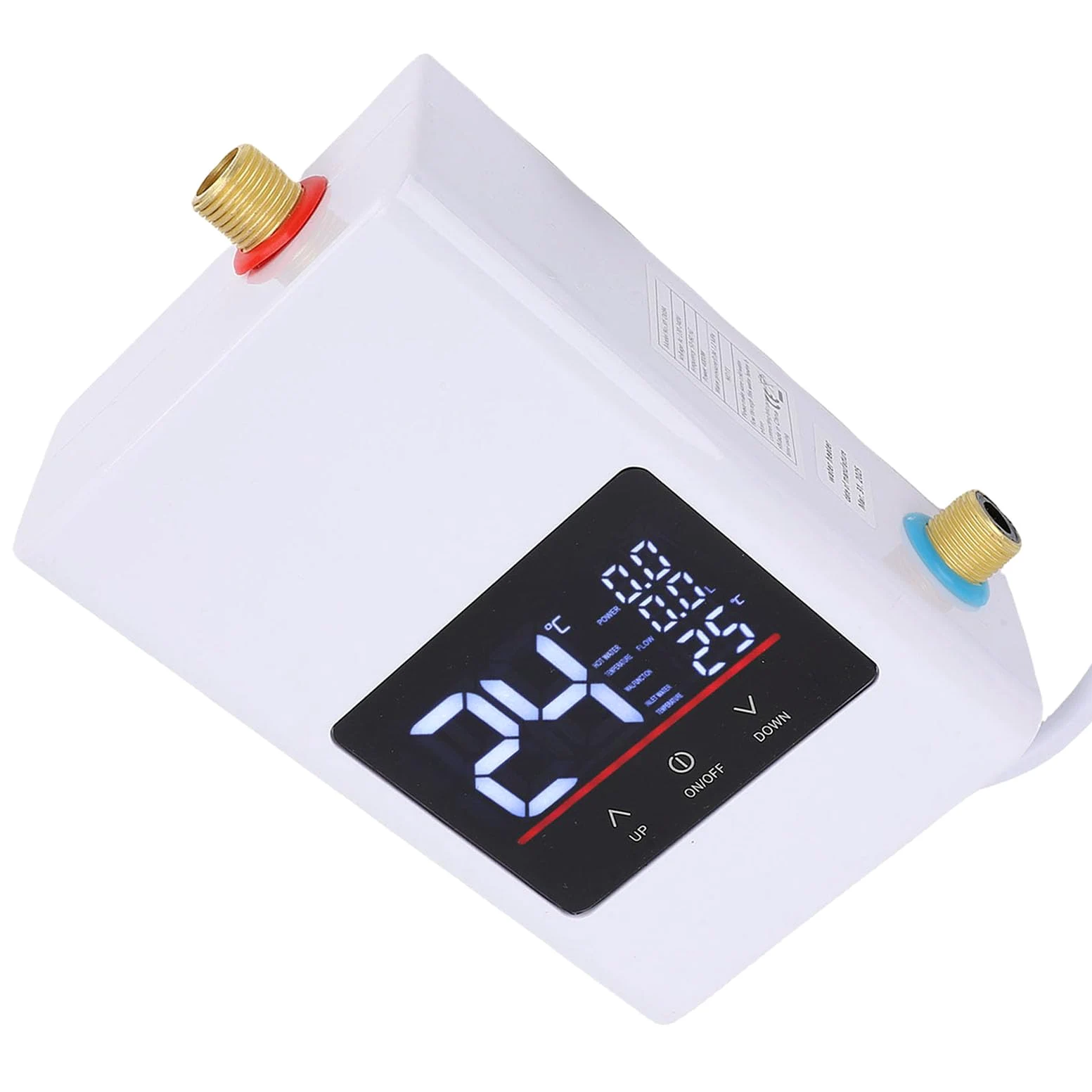 Aramox Scaldabagno Elettrico Senza Serbatoio, Istantaneo con Display | Costruzione in Acciaio Inossidabile e Ottone, Montaggio a Parete Sottolavello, per Cucina, Bagno, Appartamento e , con