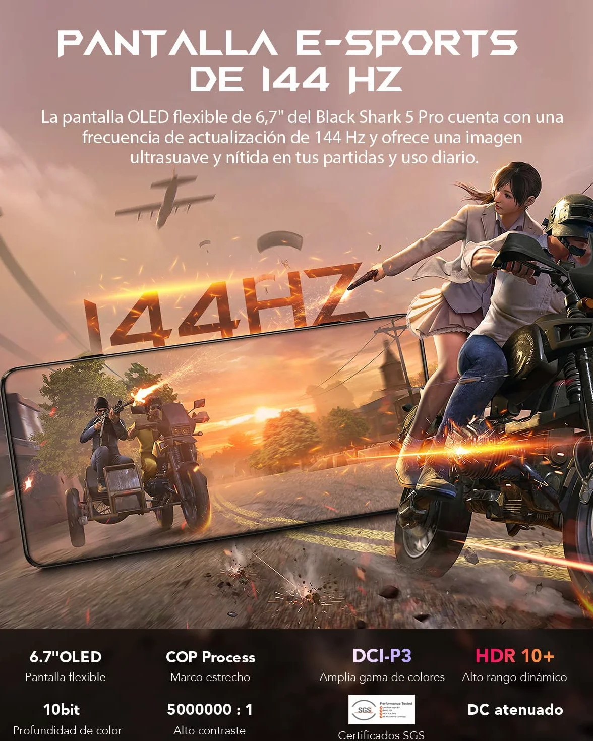 Black Shark 5 Pro [5G] Gaming Smartphone 8+128GB, 6,67" Display E-Sports a 144Hz, Snapdragon 8 Gen 1, Fotocamera 108MP, Batteria 4650 mAh, LPDDR5+UFS3.1 (Versione Globale) (Nero Stellare)