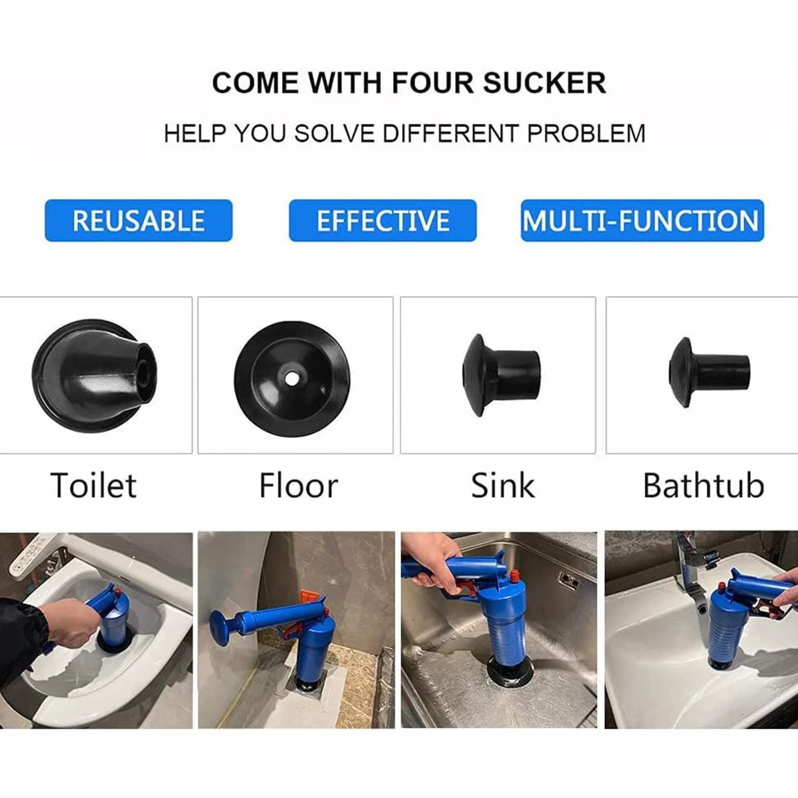 Sturalavandini A Pressione, Stura WC A Pistone Ad Aria Compressa, Igienici Stantuffo Lavello Fogna Dredge Strumento, Drain Blaster Sturatubi per Vasca da Bagno Cucina Bagno Tubo Sewer