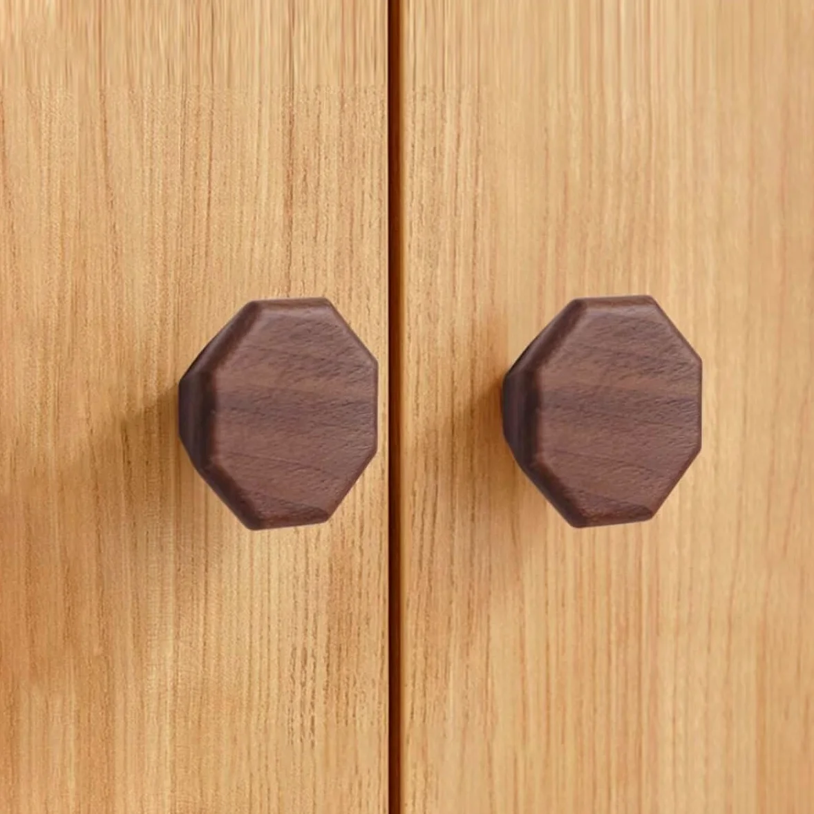 Pomelli ottagonali per cassetti, 60 mm, 10 pezzi, in legno di noce, pomelli ottagonali per ante di armadi, pomelli di ricambio per armadi, mobili, cucina, grandi dimensioni