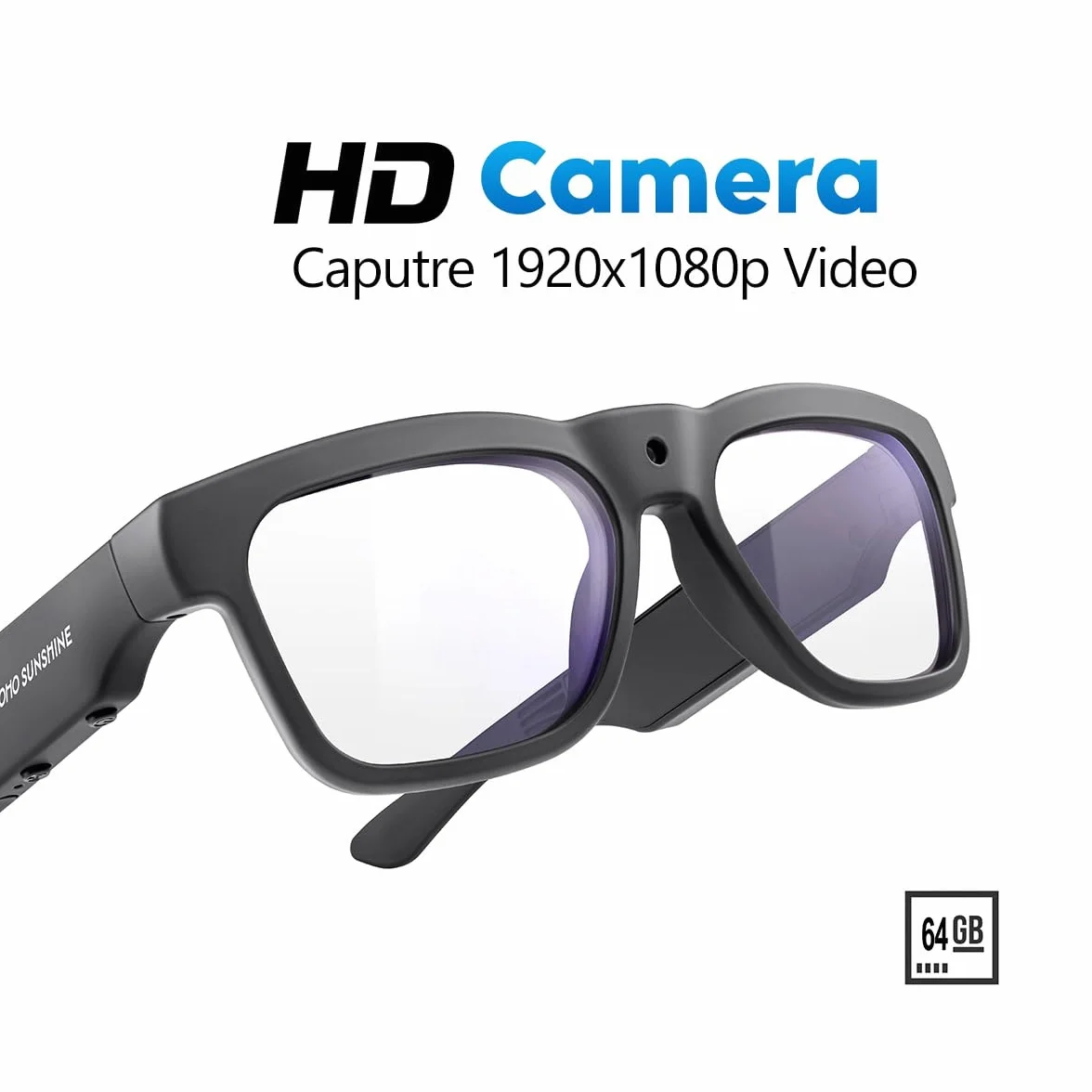 OhO Smart Glasses, occhiali da sole con fotocamera da Bluetooth, con altoparlante aperto, cuffie auricolari, per sport interni ed esterni, protezione UV polarizzata, per uomini e donne,