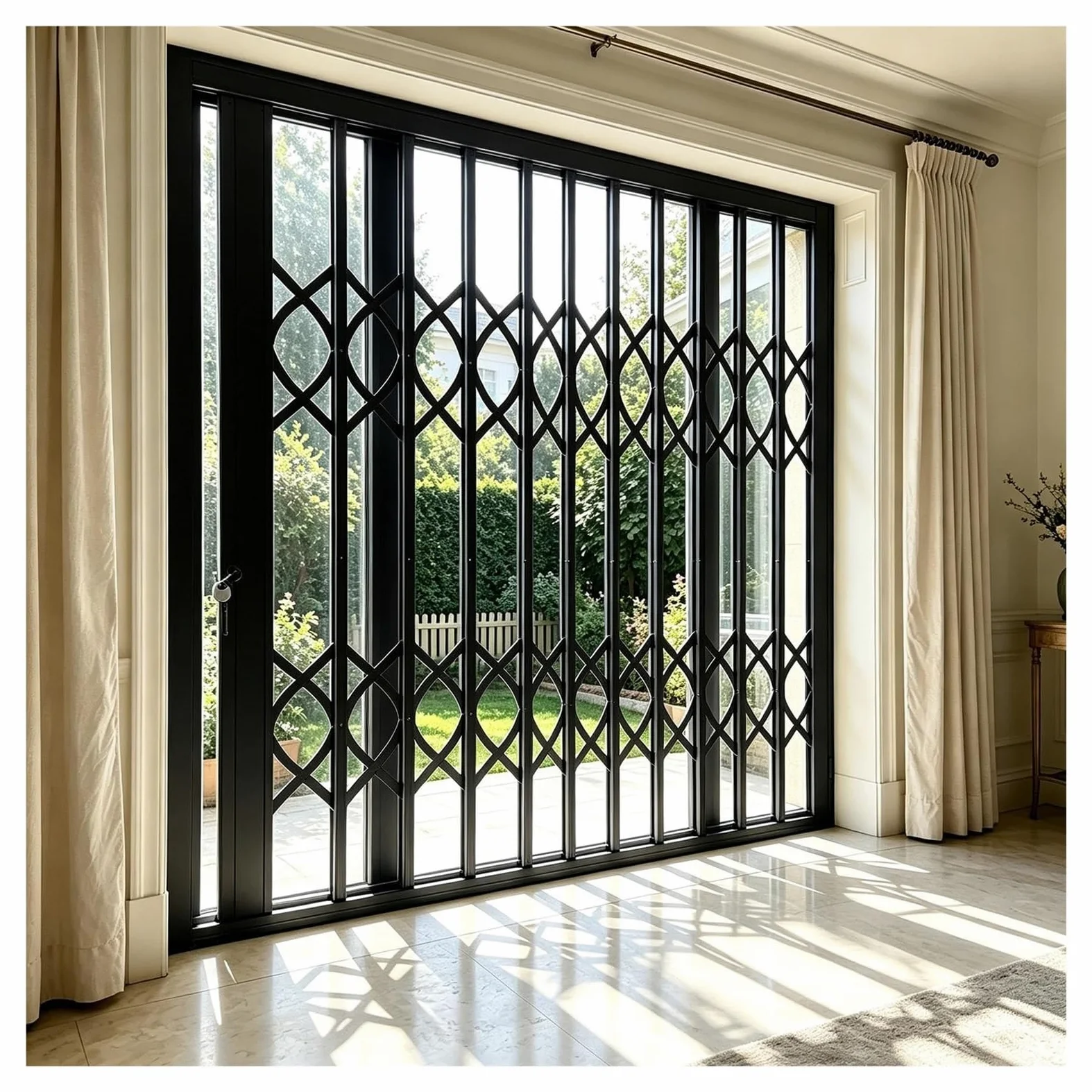Grata di Sicurezza Retrattile su Misura per finestre | Protezione pieghevole espandibile, recinzione a barre antifurto in lega di alluminio(W140xH150cm/55x59in)