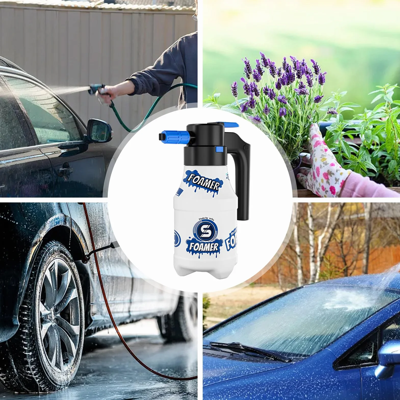 Nebulizzatore elettrico per schiuma da 1,5 l – Spruzzatore per schiuma per autolavaggio, pistola a schiuma per lavaggio auto, ricarica USB, pistola a schiuma elettrica ad alta pressione, pistola a