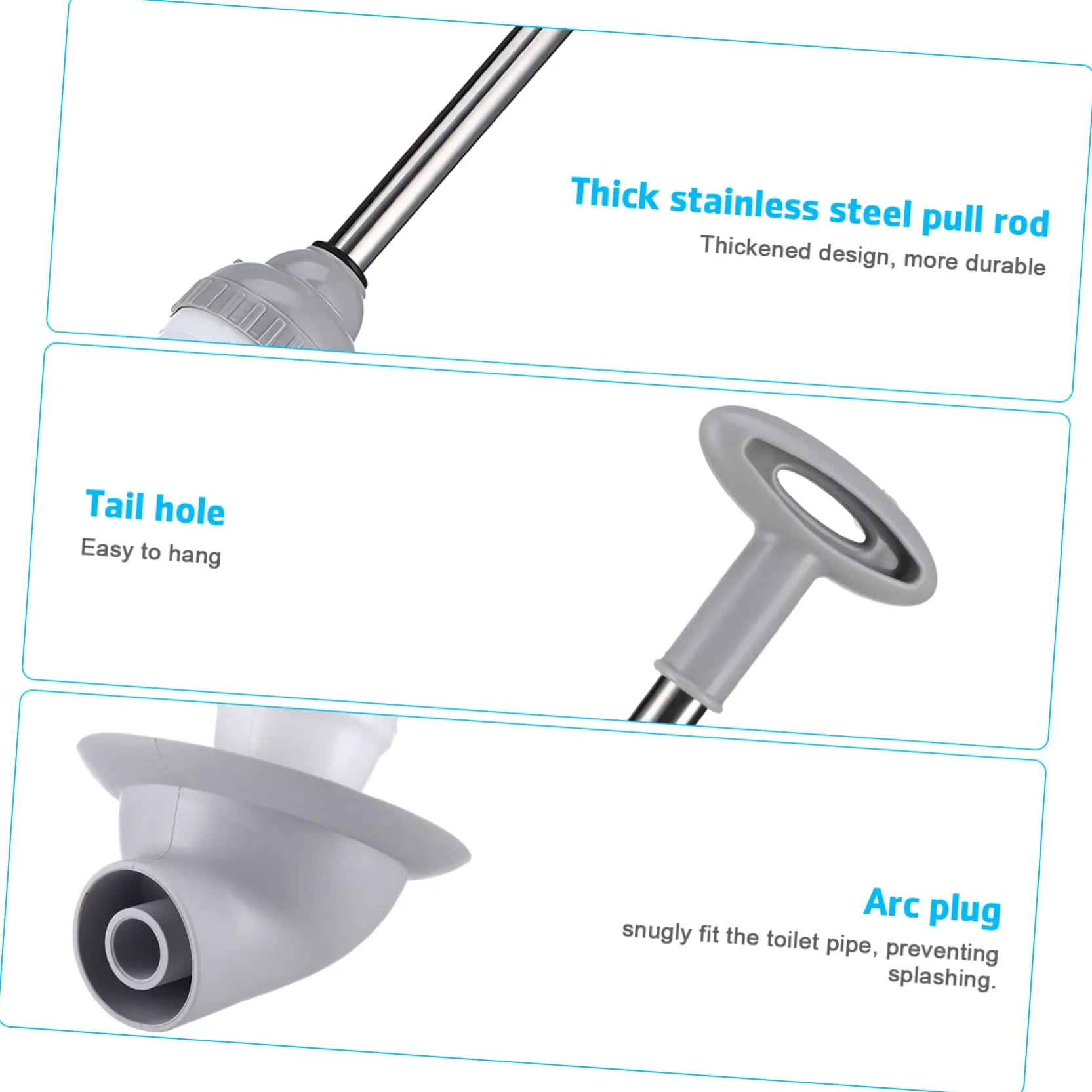 Veemoon Stura WC a Pressione, Sturalavandini ad Aria in Acciaio Inox e Pp, per Bagno e Cucina, Facile da Usare per WC e Vasca