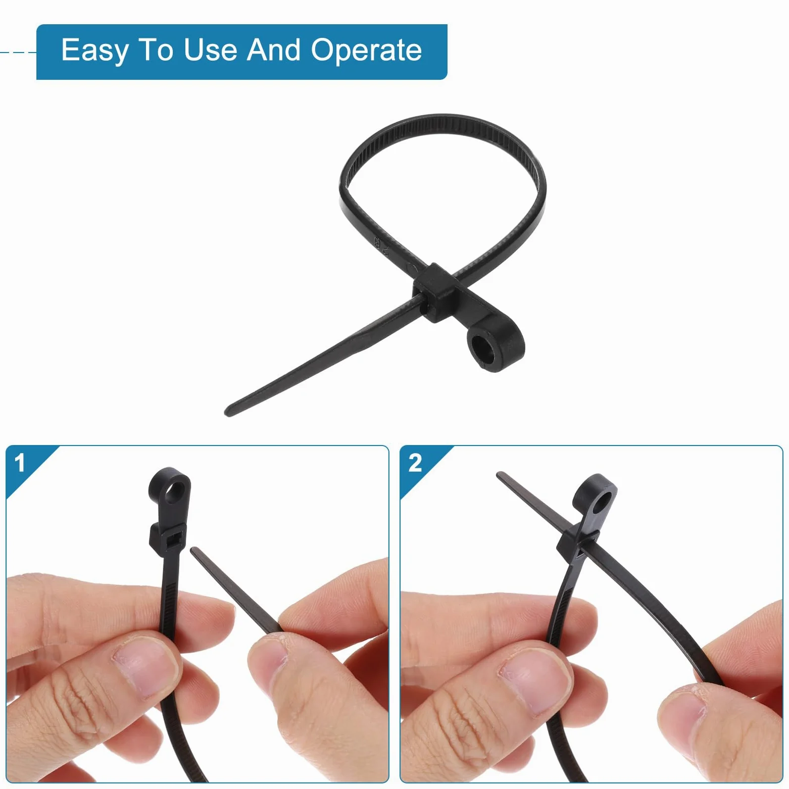 QUARKZMAN 500pz 200mm/8" 40 Lbs Montaggio Testa Cavo Cerniera Fascette Autobloccante Lungo Nylon Cavo Fascetta 3,6mm/0,14" Fascette per Cavi Gestione Nero