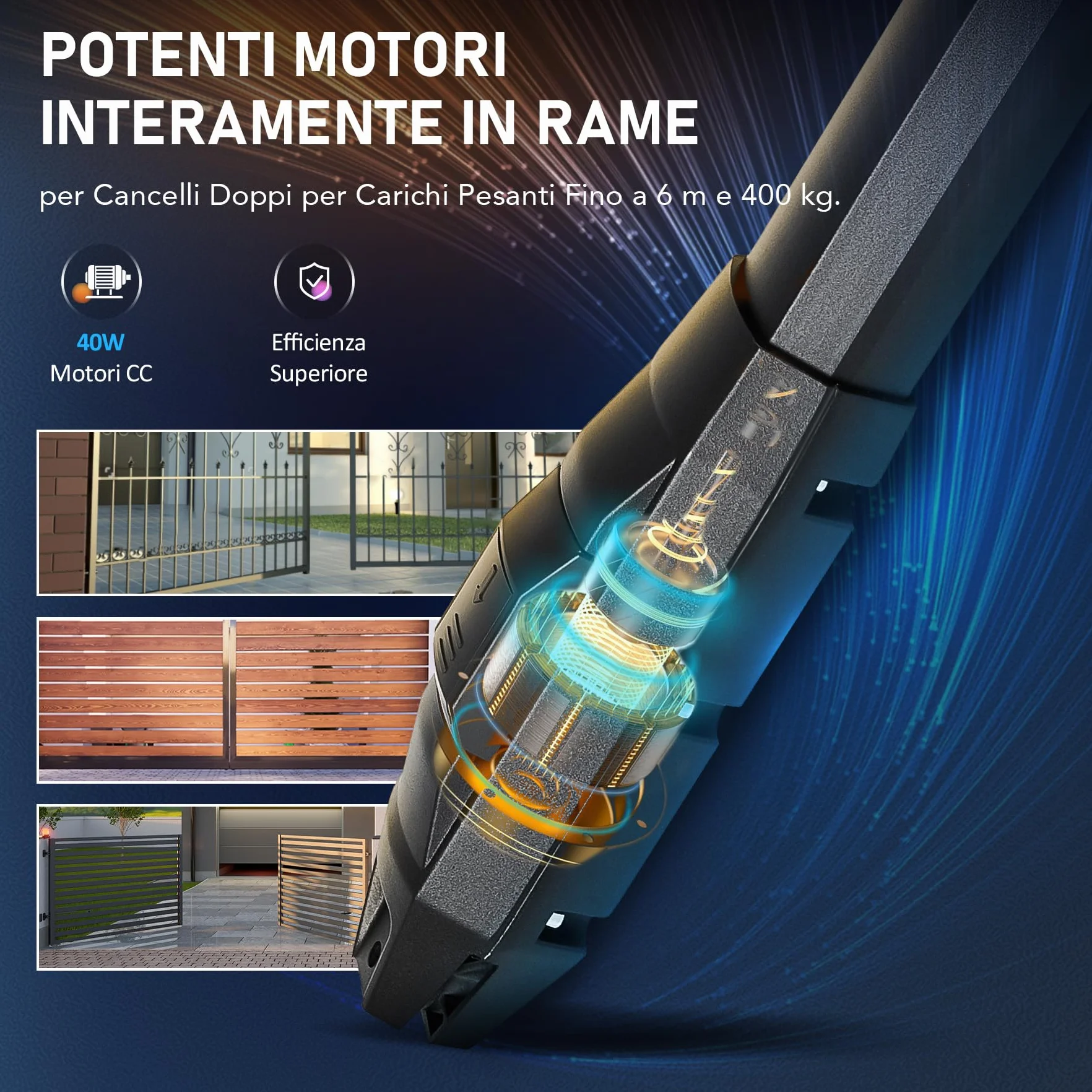CO-Z Automazione Cancello Battente 80W 800kg 6m con 2 Telecomandi