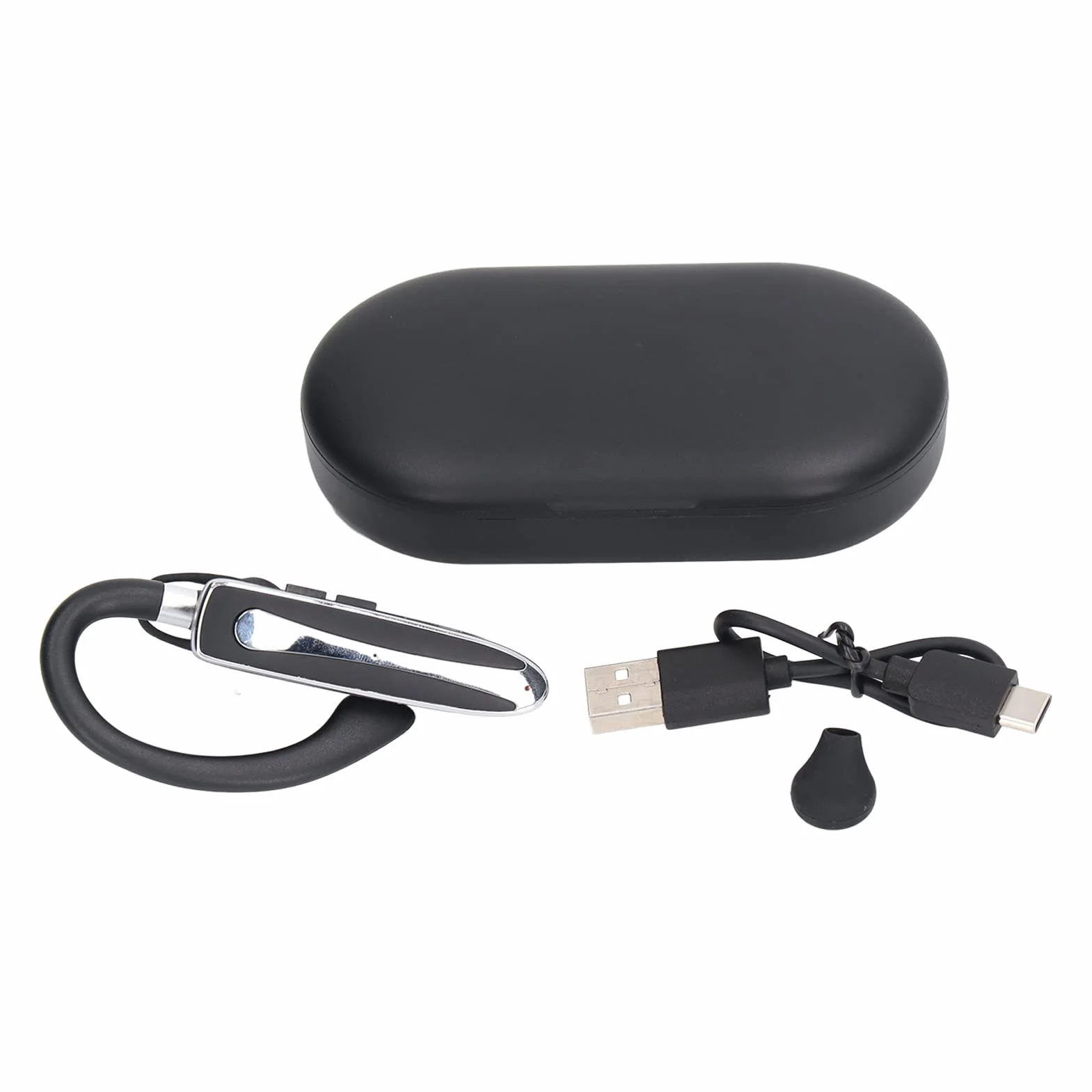 PUSOKEI Auricolare Bluetooth, auricolare Bluetooth con microfono per telefoni cellulari, doppio microfono, cancellazione del rumore, rotabile, auricolare singolo orecchio senza fili, vivavoce con